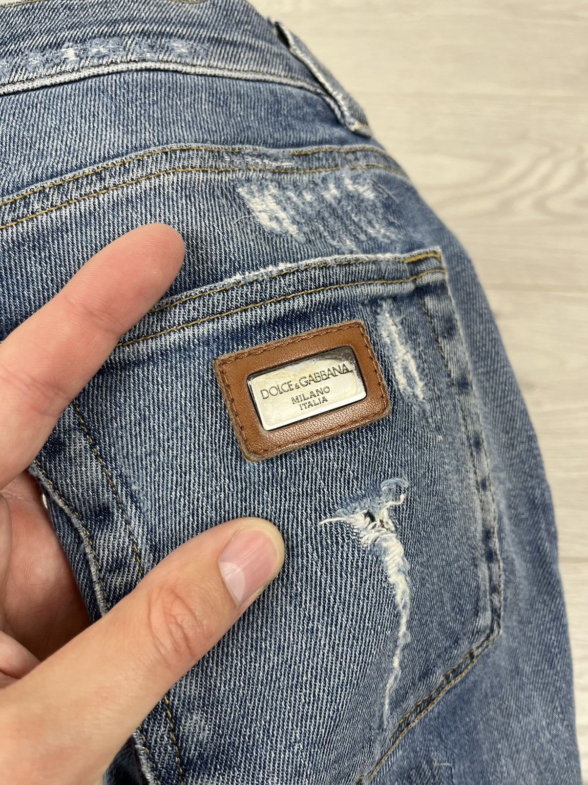 Dolce & Gabbana Dolce & Gabbana Distressed Slim Fit Blue Washed Denim Pants Size US 30 / EU 46 - 19 Thumbnail