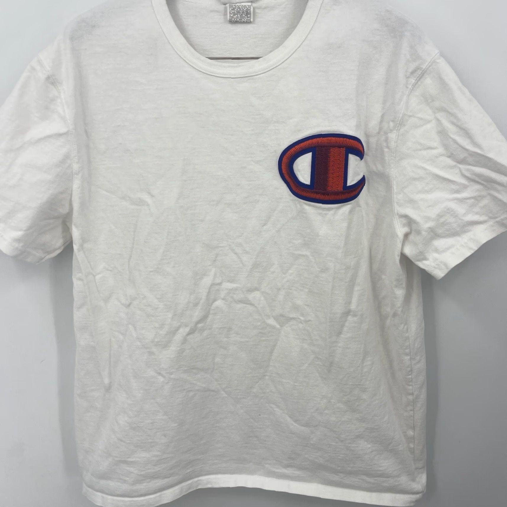 Champion VINTAGE Champion Shirt Mens XL White Big Embroidered Logo Solid Tee Y2K Size US XL / EU 56 / 4 - 4 Thumbnail