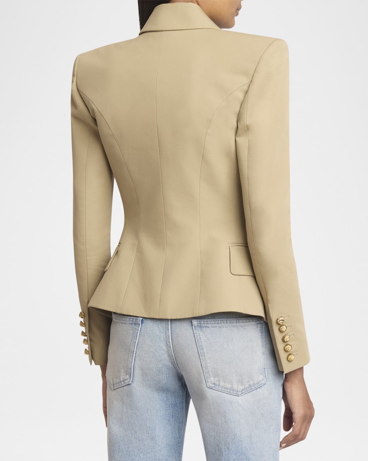 Balmain o1s1wg111025 6-Button Cotton Blazer in Beige Size M / US 6-8 / IT 42-44 - 3 Thumbnail