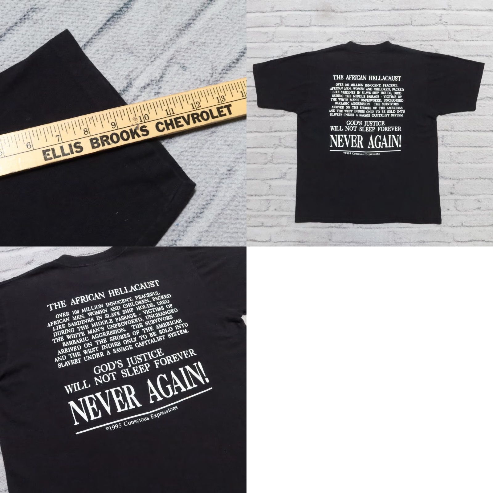 Vintage VINTAGE The African Hellacaust Never Forget Shirt Mens T-Shirt L Black USA Made Size US L / EU 52-54 / 3 - 9 Thumbnail