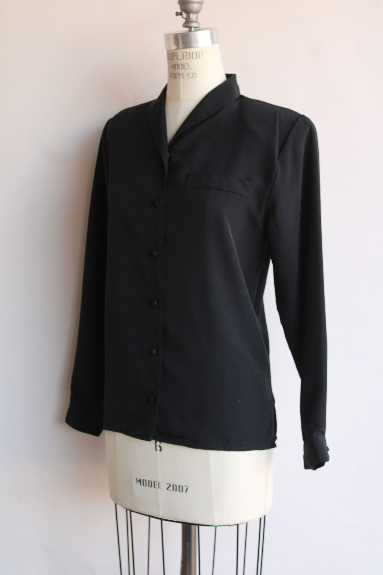 Vintage Vintage 1990s Blouse, Neil Martin Black Long Sleeve Shirt wi Size M / US 6-8 / IT 42-44 - 8 Thumbnail