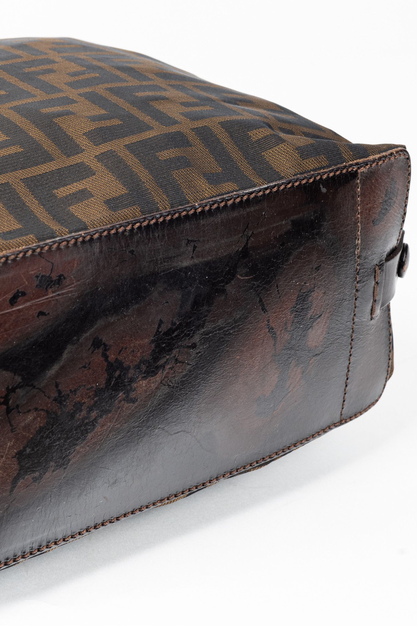 Fendi Fendi Brown Zucca Canvas Leather-Trim Snap-Closure Tote Size ONE SIZE - 6 Thumbnail