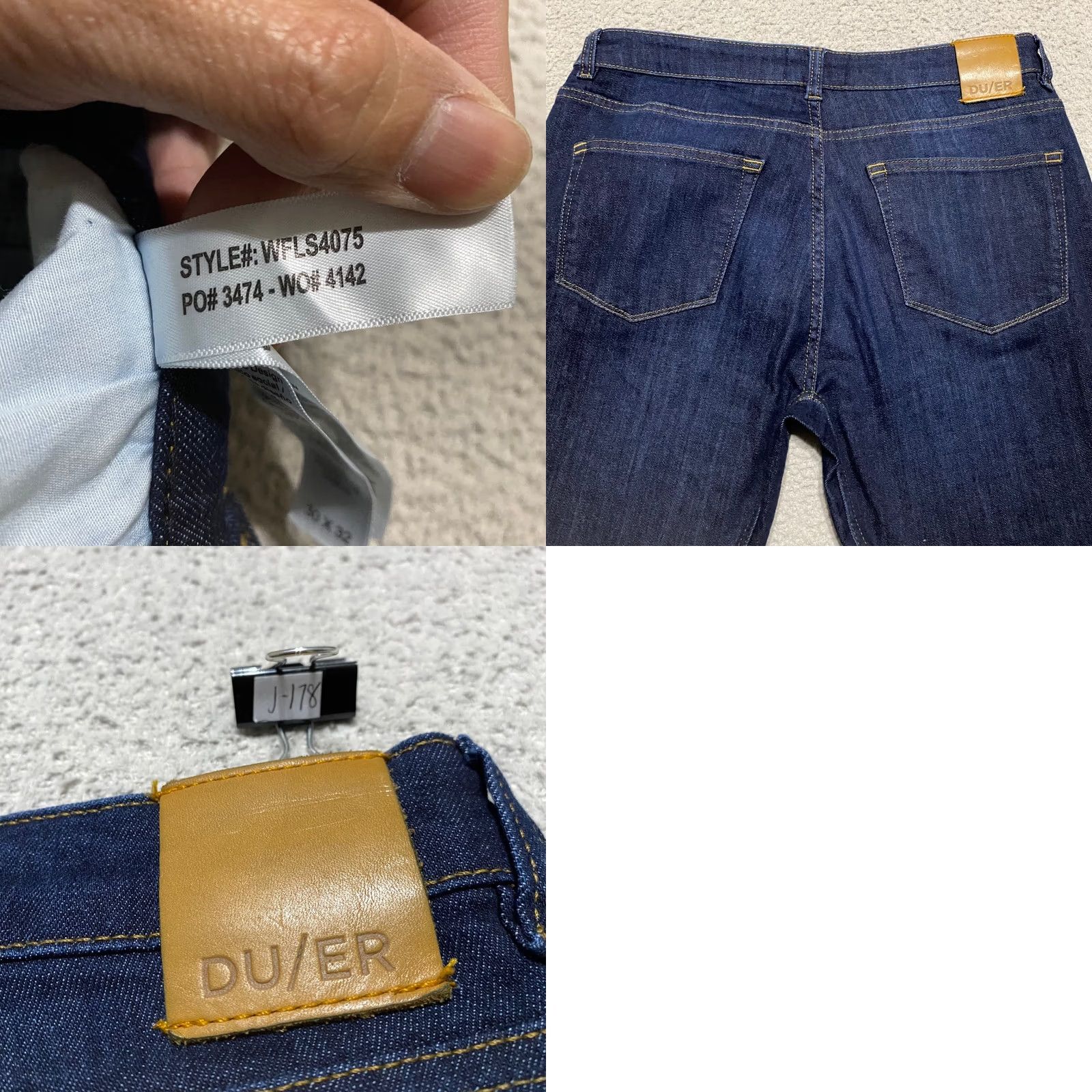 Denime Du/er Jeans Womens Blue Denim Slim Straight Dark Wash Mid Rise 30x32 Size 29" - 9 Thumbnail