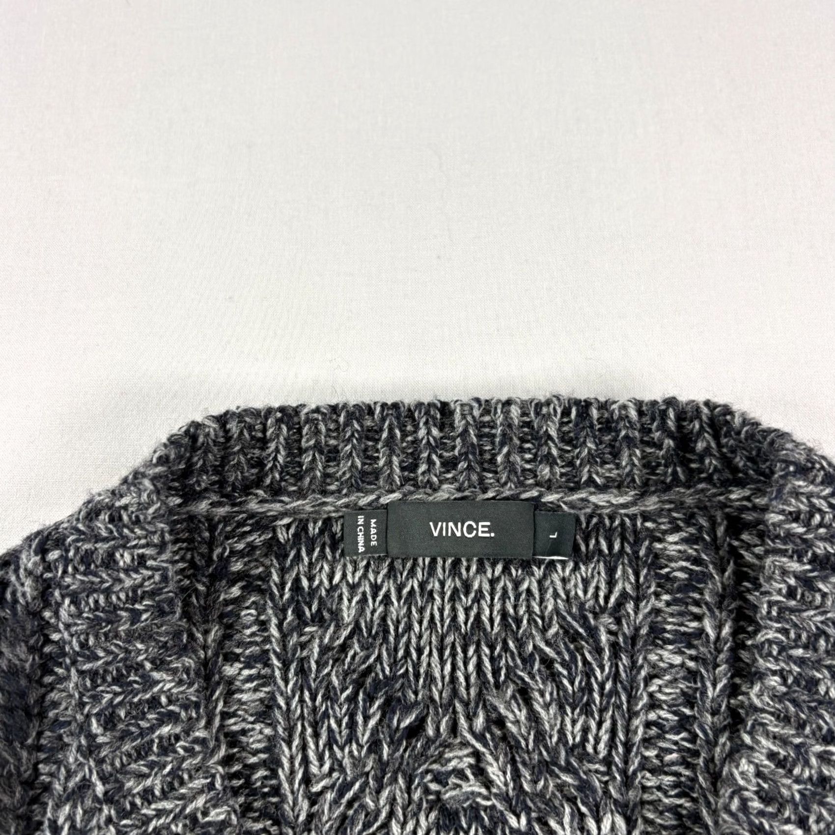 Vince Vince Sweater Mens Large Black Cable-Knit Wool Cashmere Pullover Size US L / EU 52-54 / 3 - 3 Thumbnail