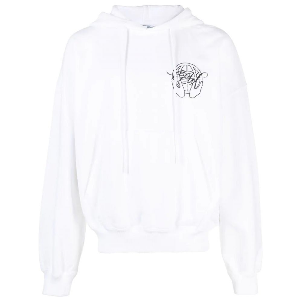 o1w1db10824 Hand Arrow Boxy Hoodie in White