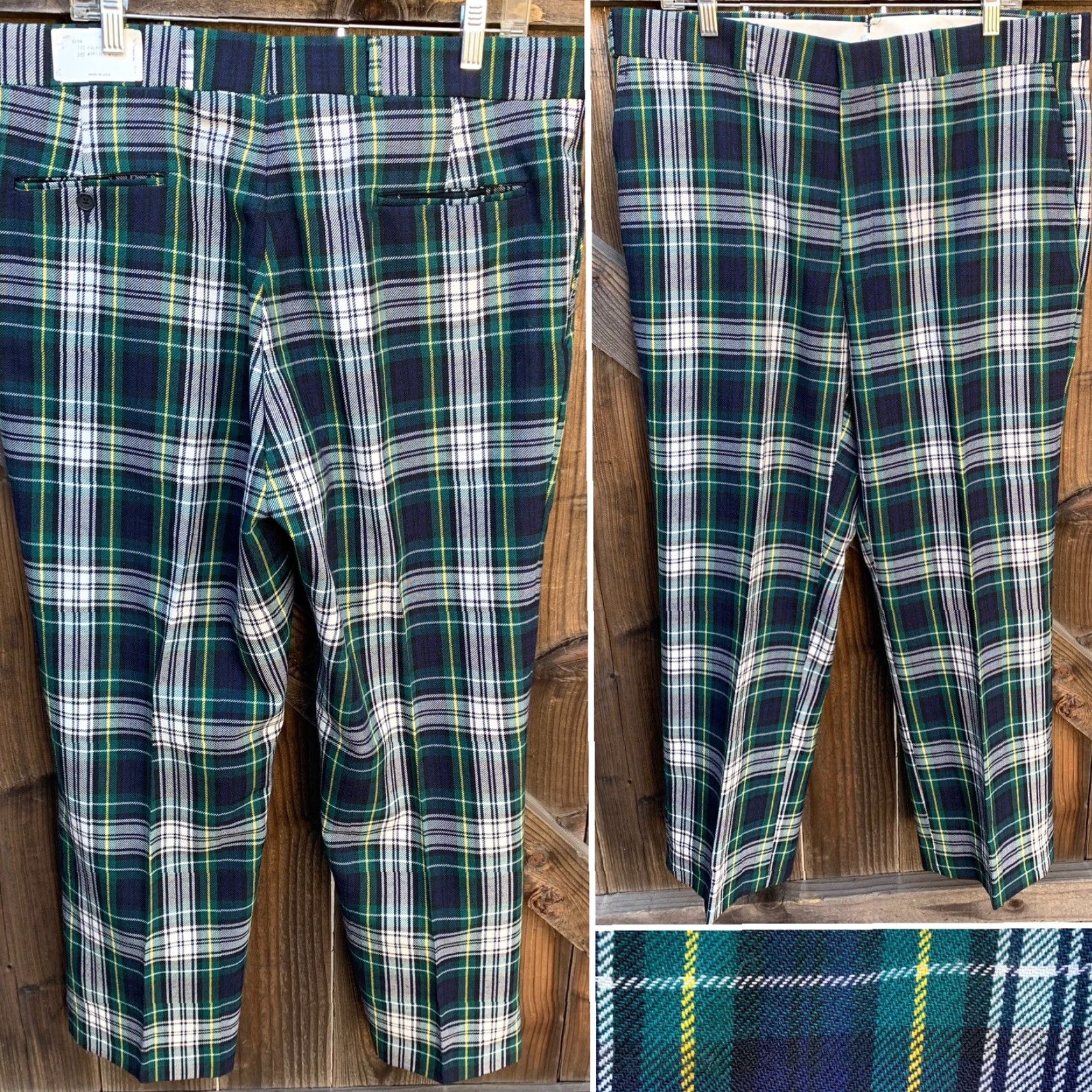 Vintage vintage plaid pants polyester worsted wool size 38 made in USA RN 31299 Size US 37 - 2 Thumbnail