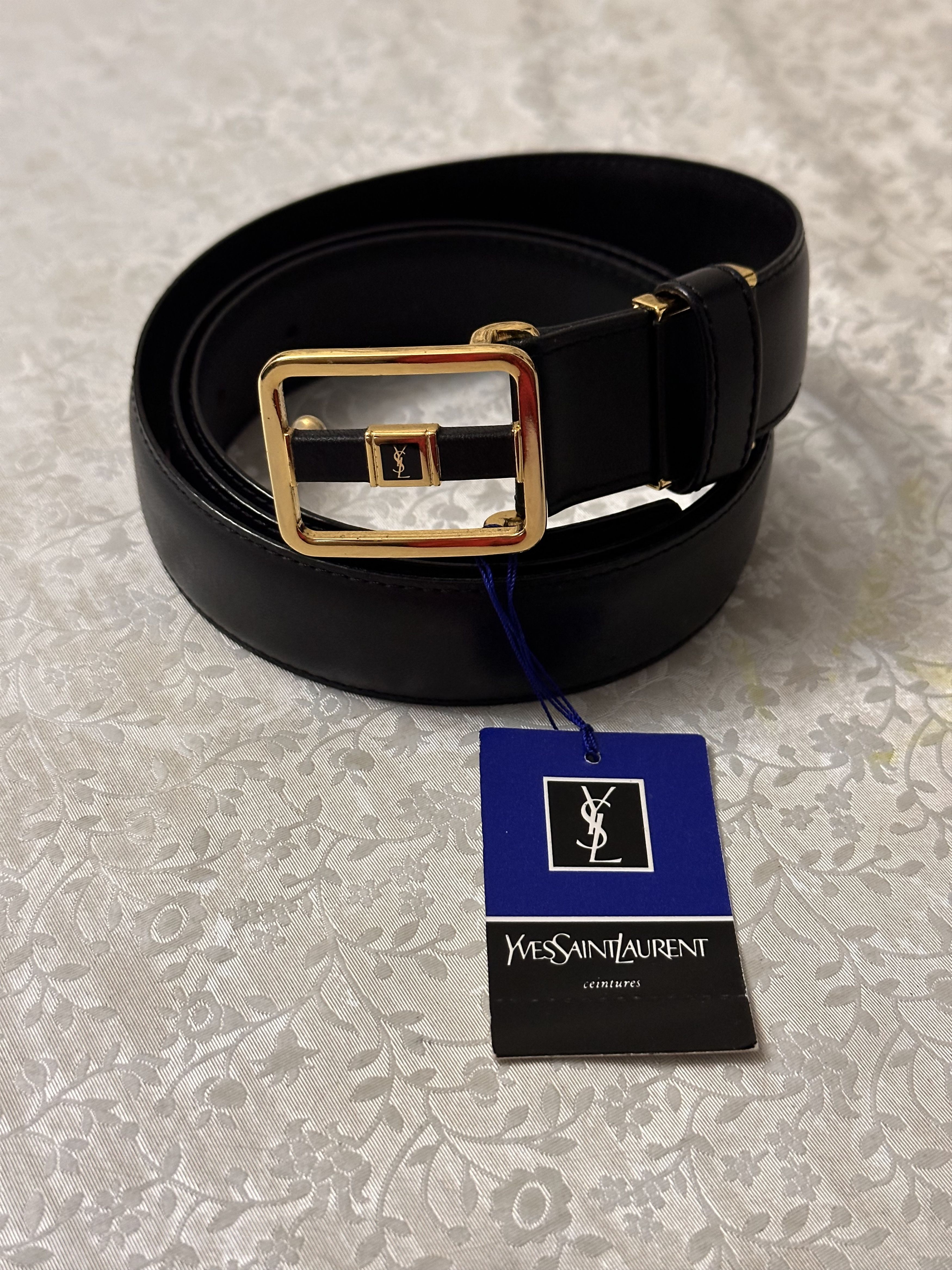 Pre-owned Archival Clothing X Vintage 80's Yves Saint Laurent Vintage Old Money Leather Belt In Black/gold