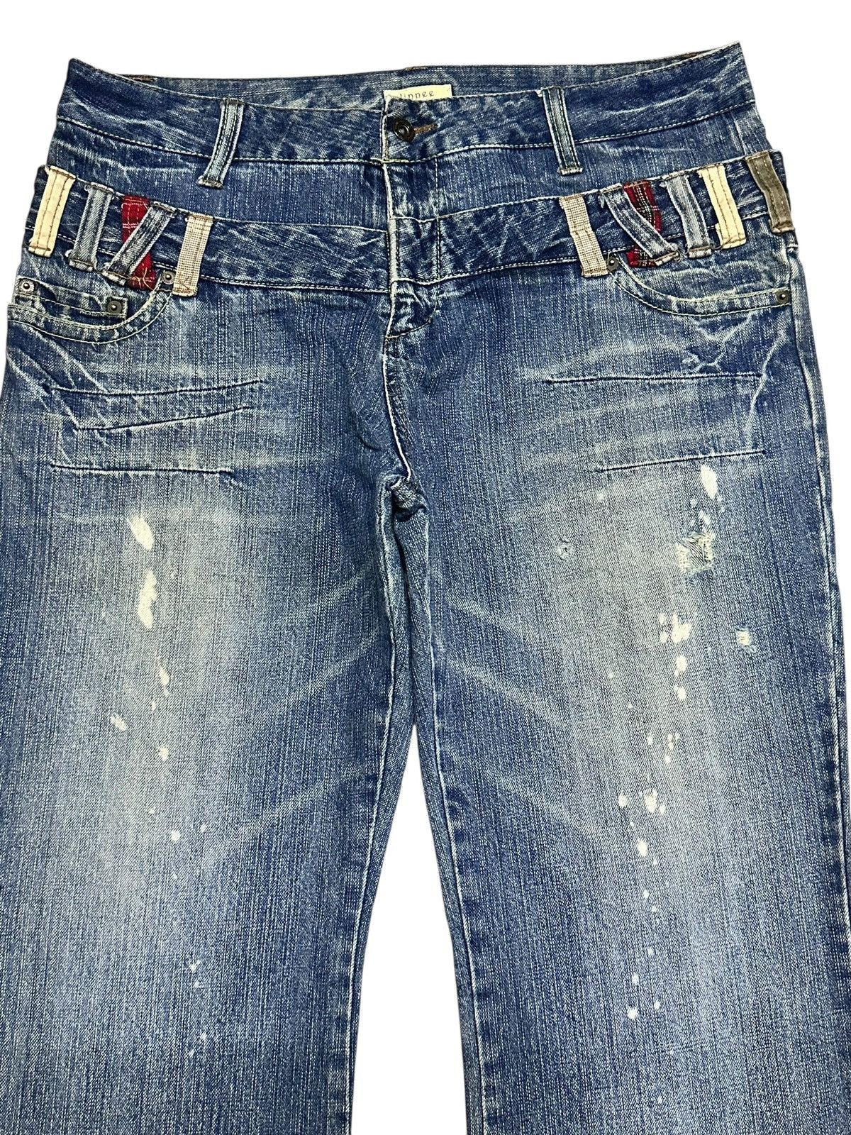 Japanese Brand Jinnee Jeans Double Waist Baggy Loose With Painted & Faded Size US 37 - 3 Thumbnail