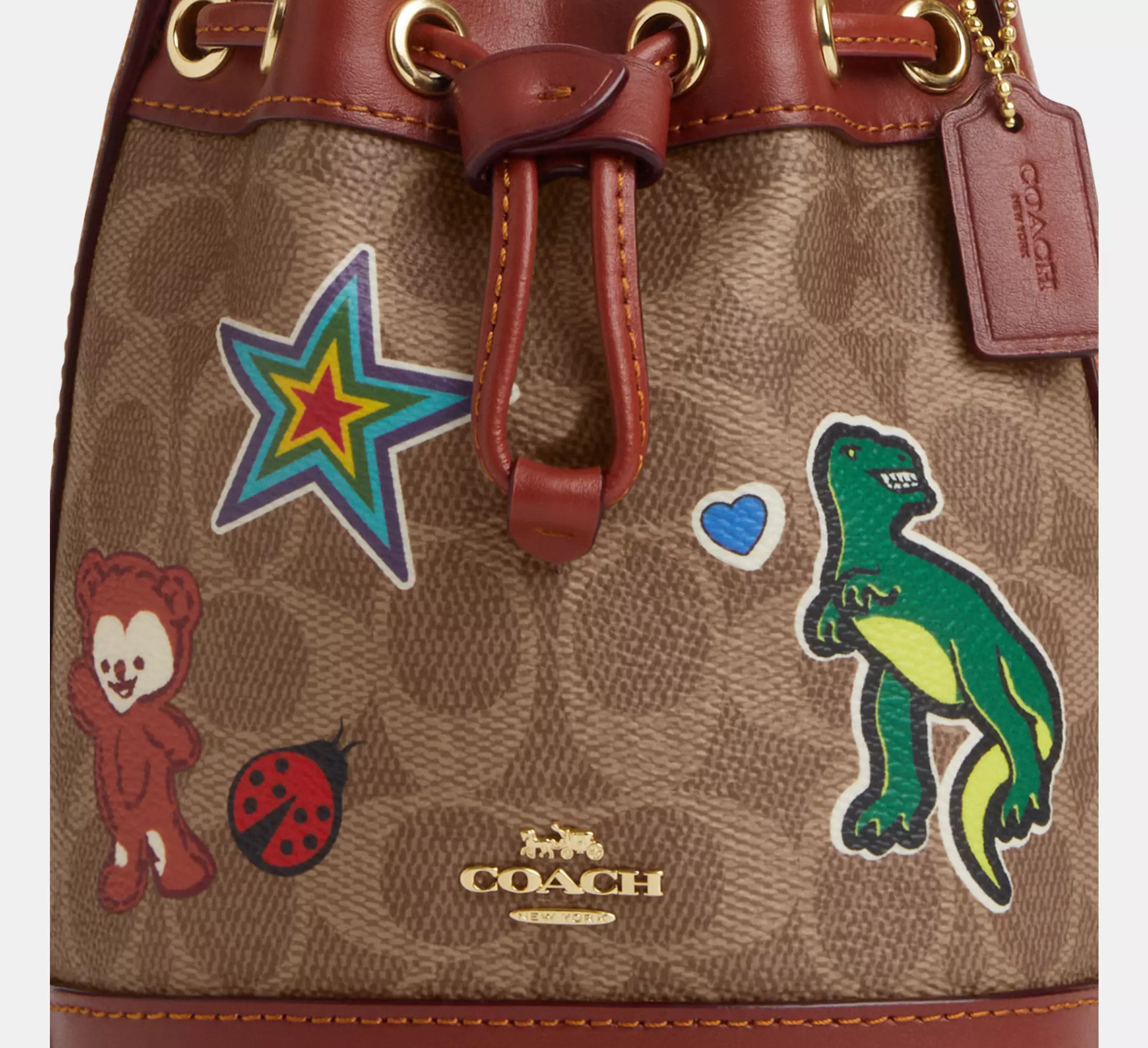 Coach Mini Bucket Bag In Signature Canvas With Sticker Print Size ONE SIZE - 8 Thumbnail