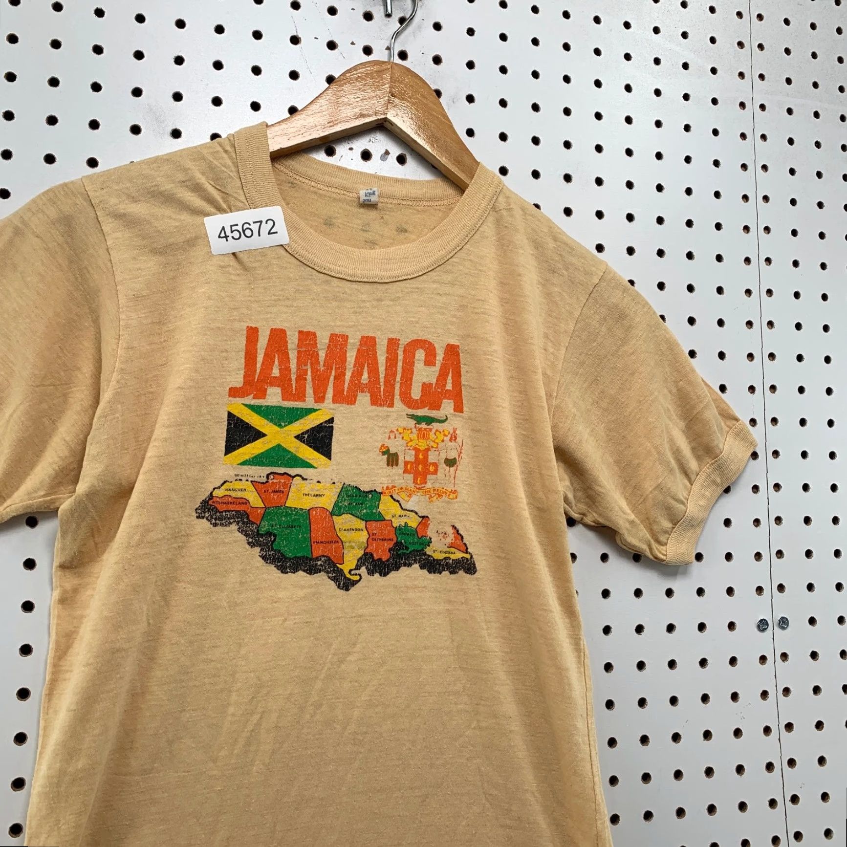 Vintage VINTAGE Sun King Shirt Mens Small 60s 70s Beige Jamaica Cotton Short Sleeve Crew Neck T-Shirt 70s Jamaica Mens Size US S / EU 44-46 / 1 - 3 Thumbnail