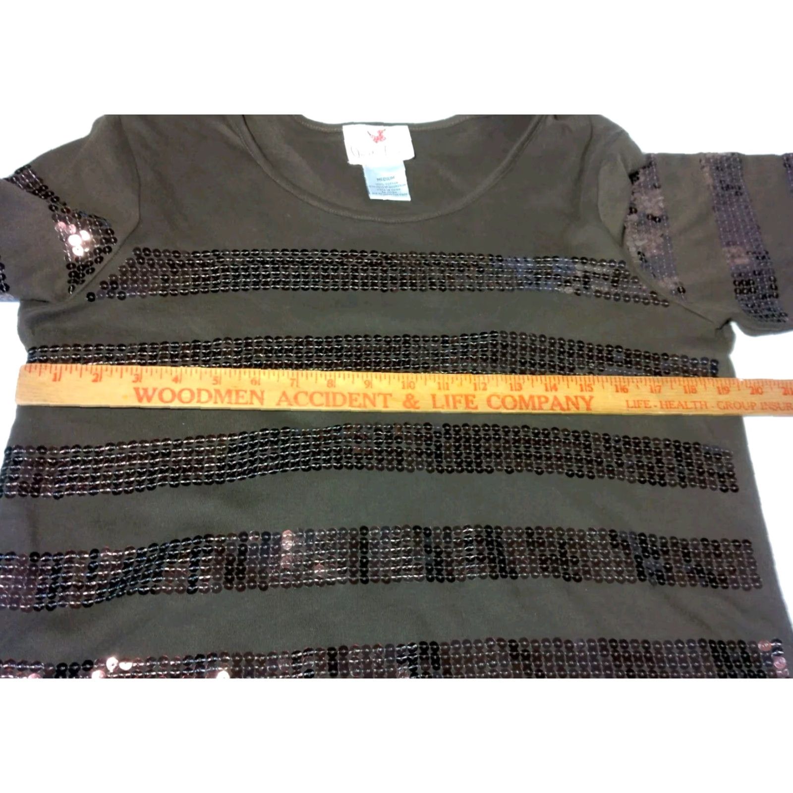 Joe Browns Quacker Factory Shirt Women M Brown Knit Striped Sequin Scoop Neck Casual Sleeve Cotton Regular Sequin Shimmer Party Size M / US 6-8 / IT 42-44 - 5 Thumbnail