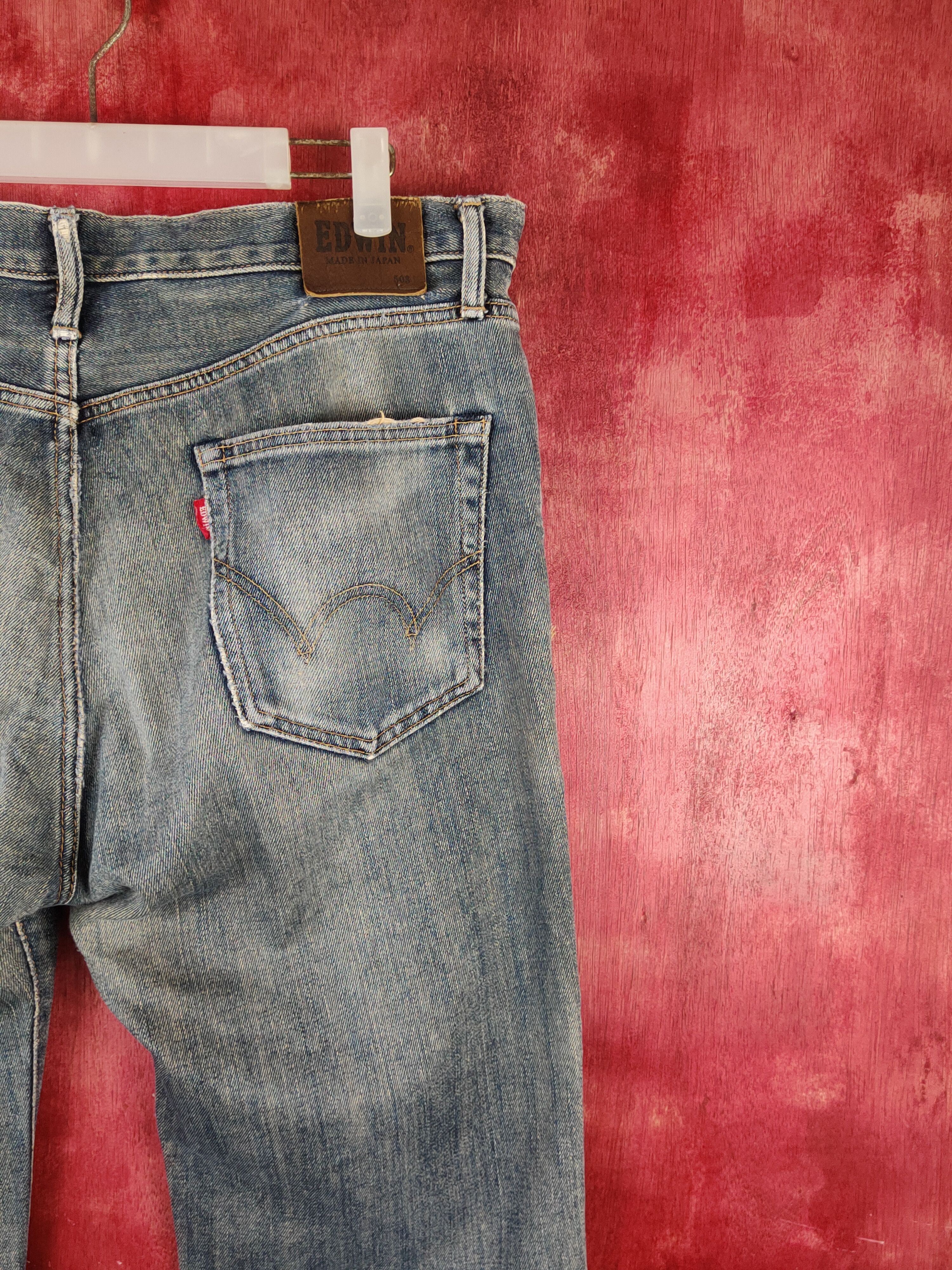 Edwin Edwin Dark Blue Faded distressed jeans Denim #S1608 Size US 35 - 12 Thumbnail