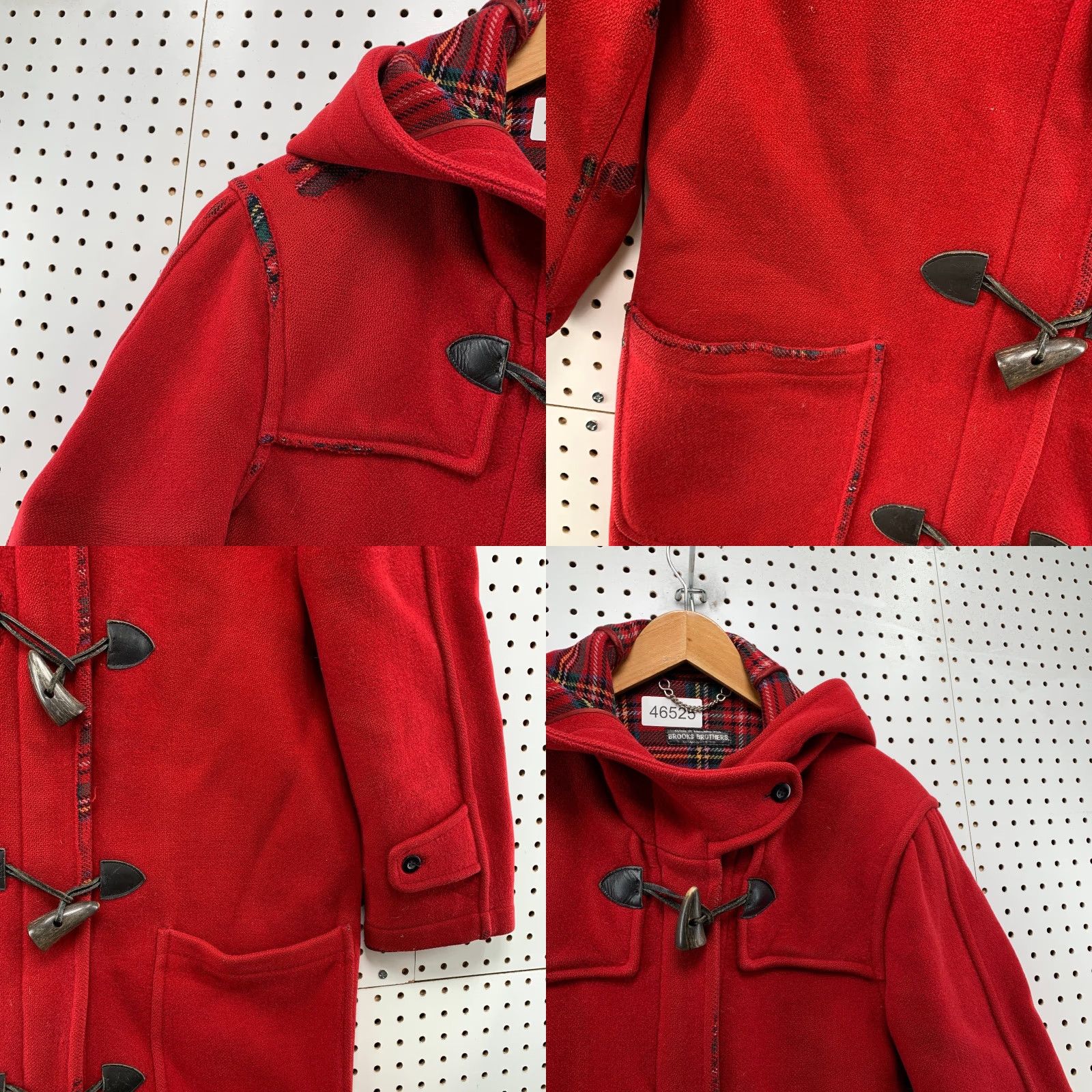 Brooks Brothers VINTAGE Brooks Brothers Wool Duffle Coat Womens XS Red Plaid Hooded Lined Winter Style Overcoat Women XS Red Brooks Brothers Coat Size XS / US 0-2 / IT 36-38 - 8 Thumbnail