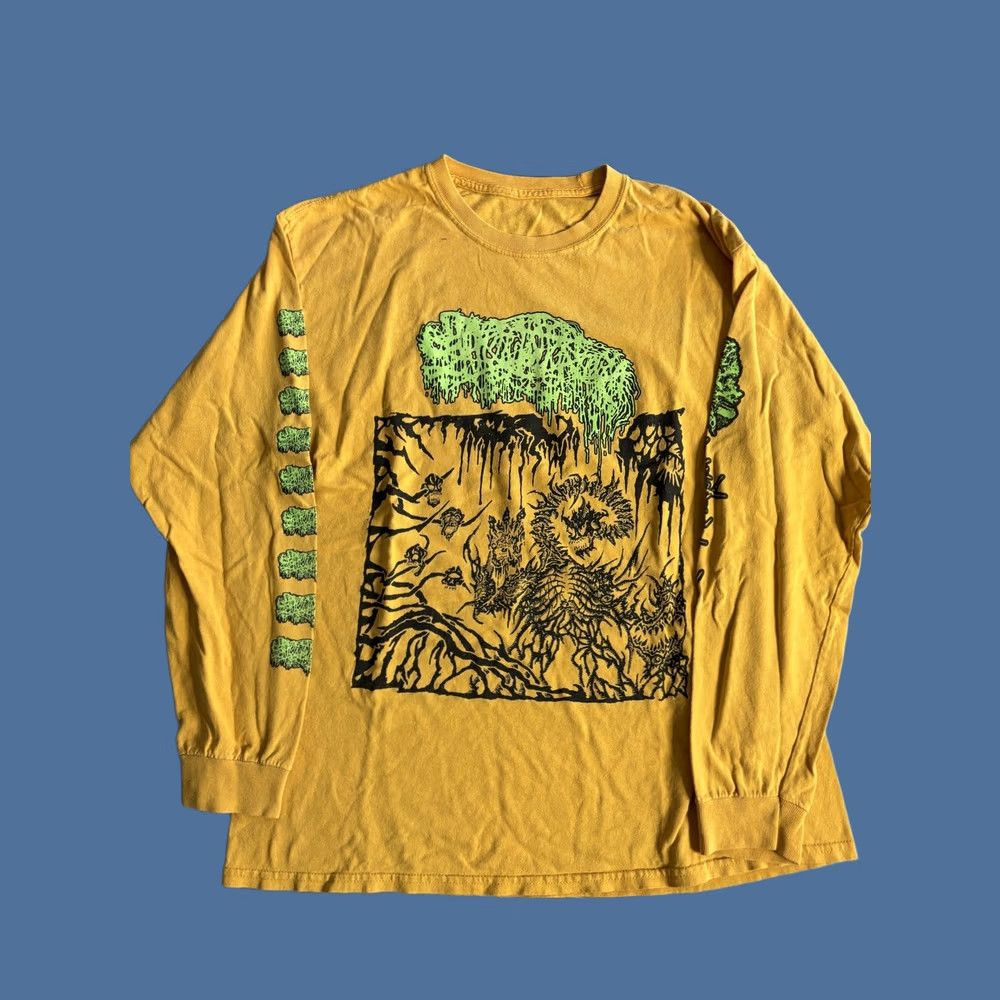 Vintage Horror Monster Shirt Mens XL Yellow Long Sleeve Sanguisugbogg Tee T-Shirt Size US XL / EU 56 / 4 - 1 Thumbnail