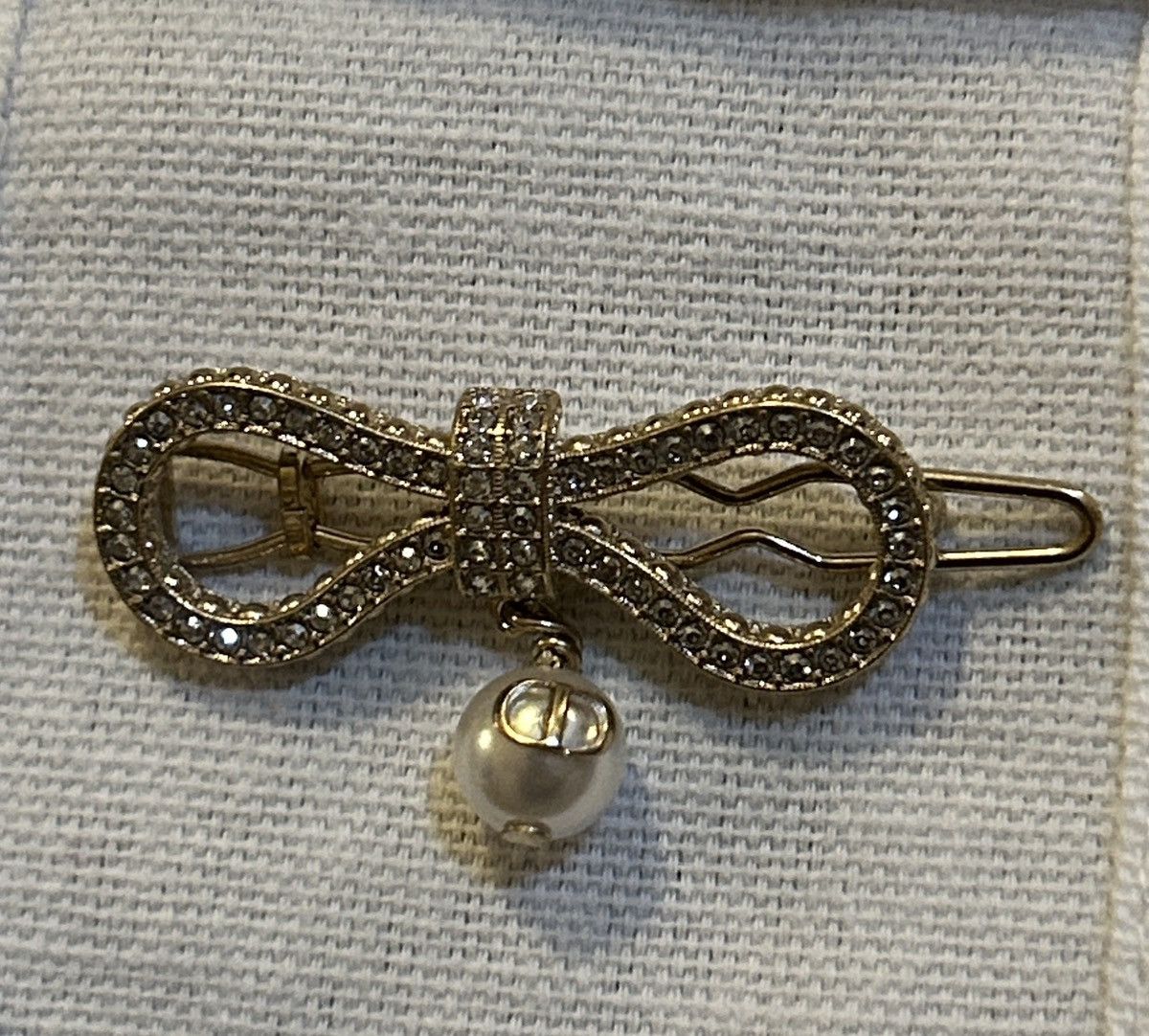 Dior Dior LE NŒUD DE DIOR BARRETTE Champagne-Finish Metal Hairpin Size ONE SIZE - 5 Thumbnail