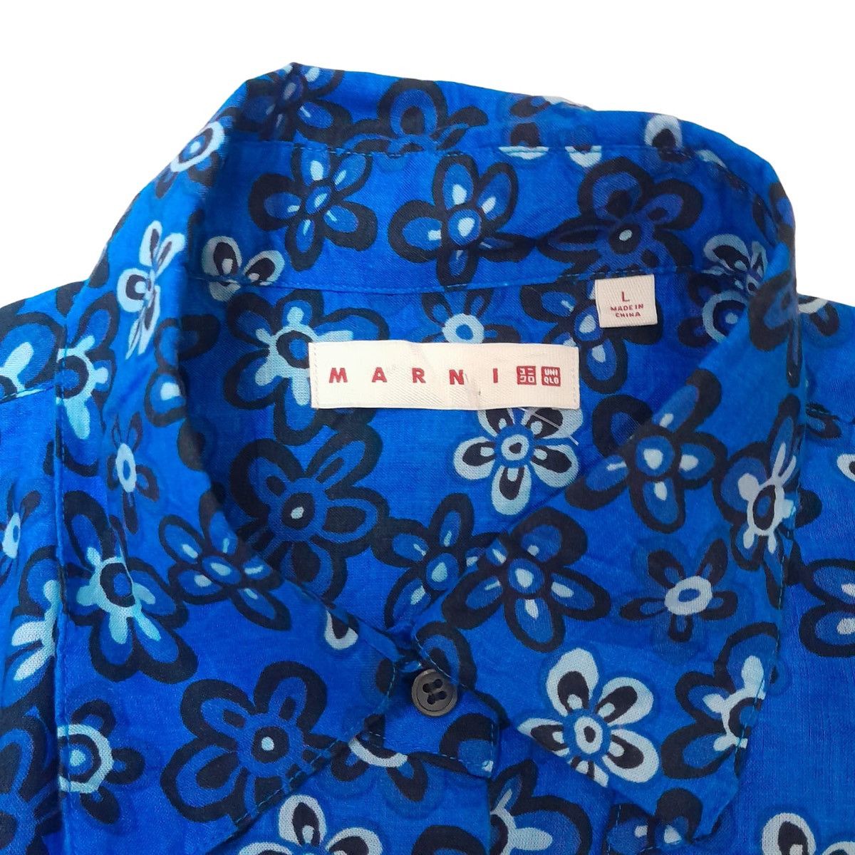 Marni × Uniqlo Uniqlo x MARNI Blue Floral Buttoh Up Shirt Size US L / EU 52-54 / 3 - 4 Thumbnail