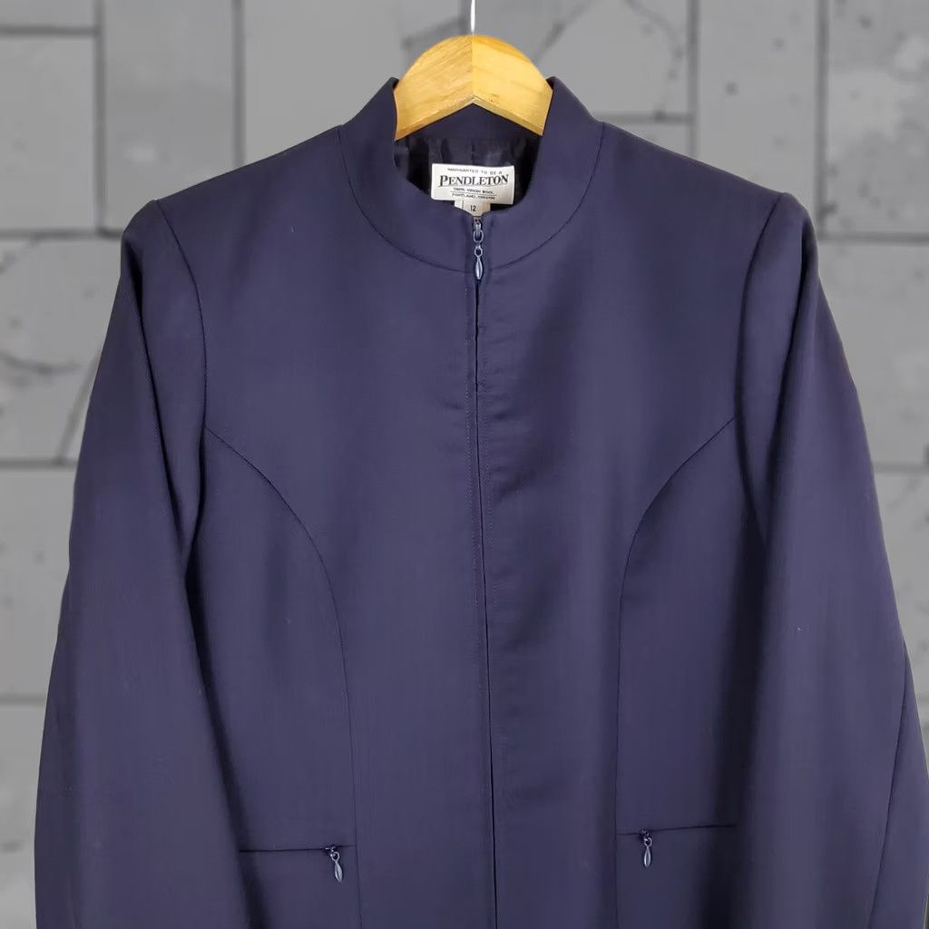 Pendleton VINTAGE Pendleton Womens 12 Jacket Full Zip 100% Virgin Wool Eggplant Moto Coat Size XL / US 12-14 / IT 48-50 - 1 Thumbnail