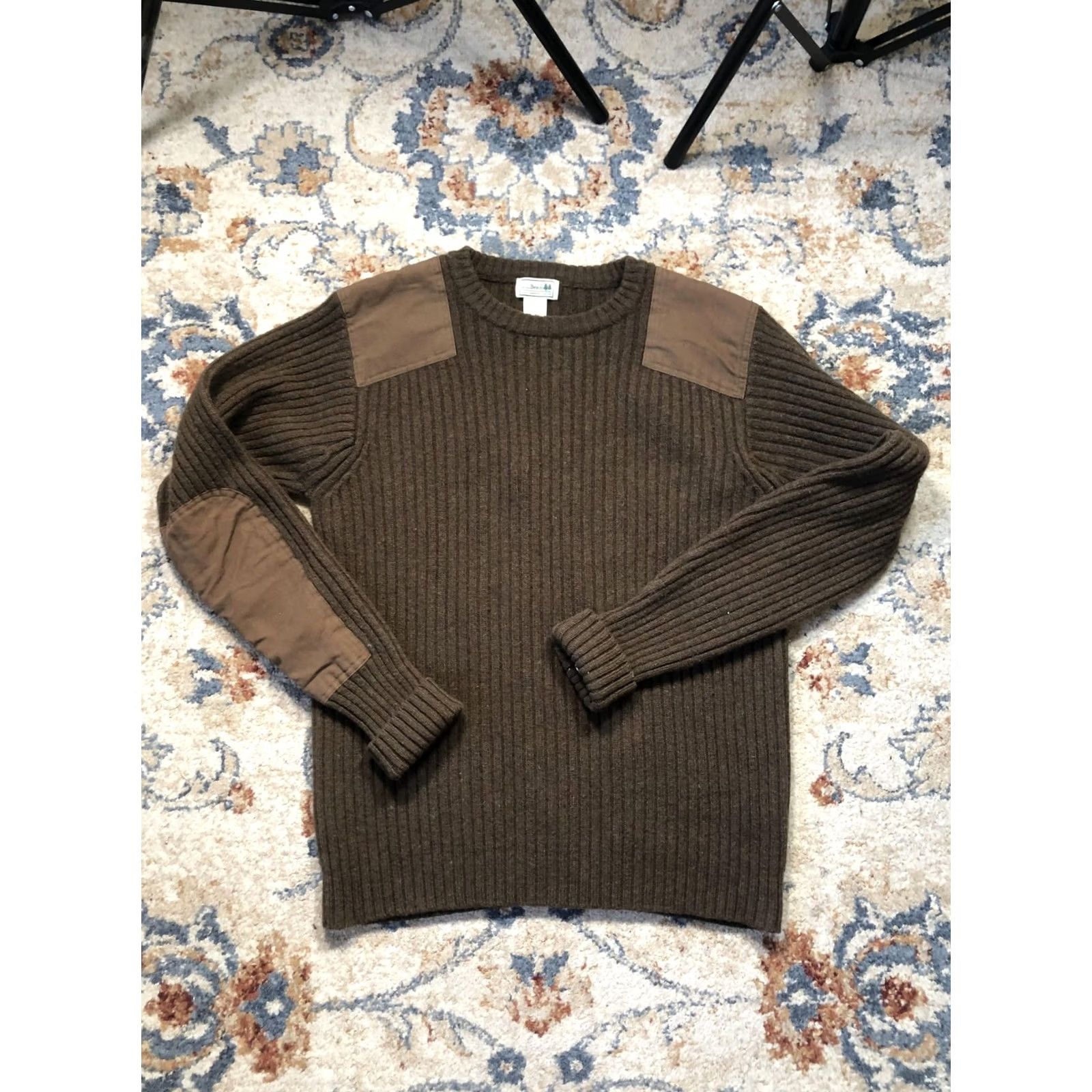 Vintage VINTAGE LL Bean Sweater Mens Large Brown Wool Crewneck Reinforced Shoulders Elbow Patch Size US L / EU 52-54 / 3 - 2 Thumbnail