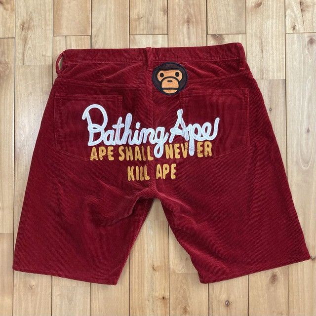 Bape BAPE Milo Champion embroidered corduroy shorts NIGO ★size M Size US 32 / EU 48 - 1 Thumbnail