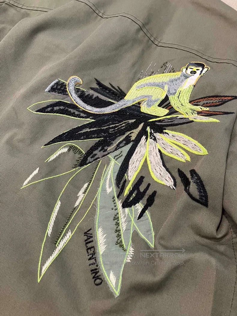 Valentino Valentino Army green floral ape beaded embroidered jacket Size M / US 6-8 / IT 42-44 - 4 Thumbnail