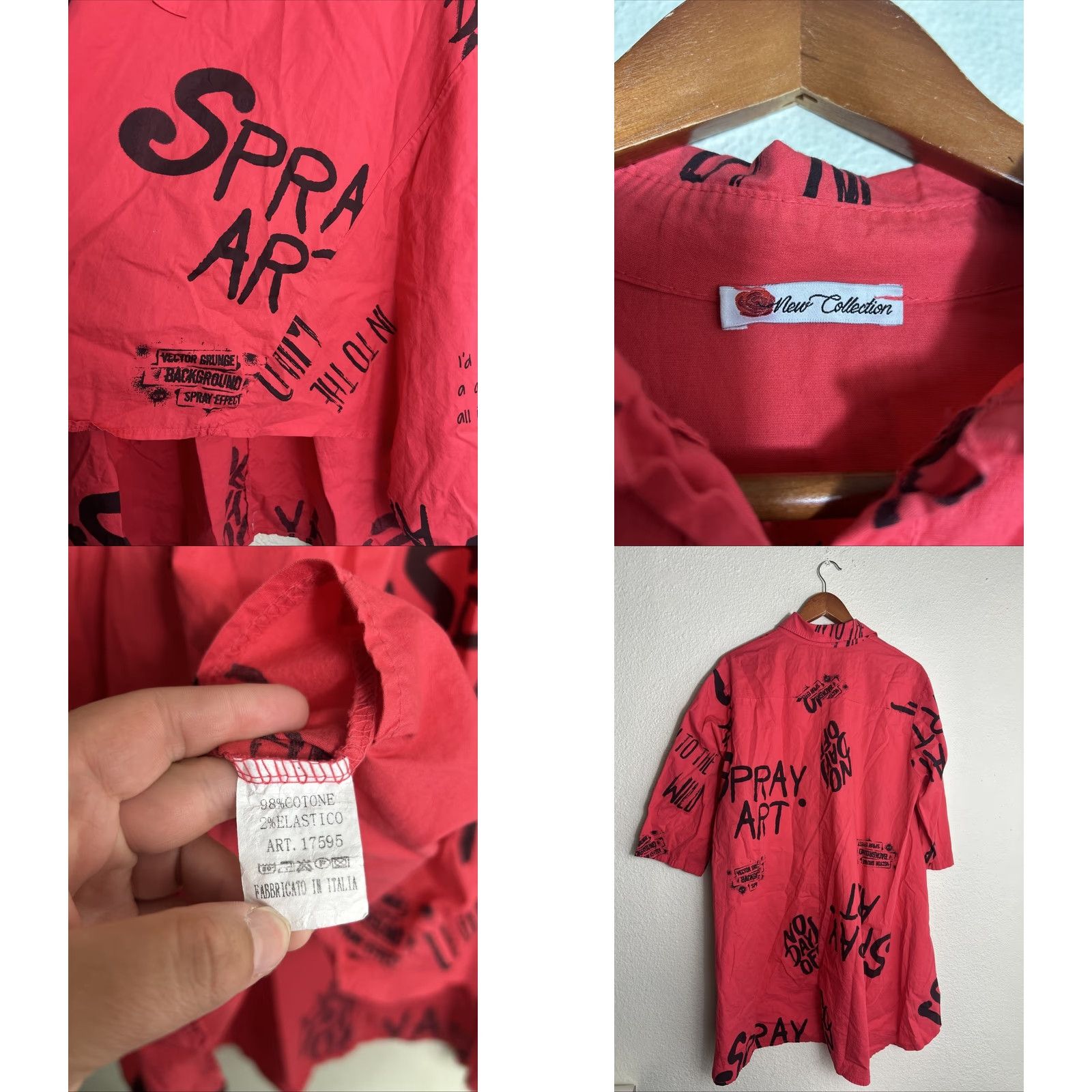 Vintage VINTAGE New Collection Blouse Red 100% Cotton XL Women Grunge Oversized Italy 1/4 Button Size XL / US 12-14 / IT 48-50 - 8 Thumbnail