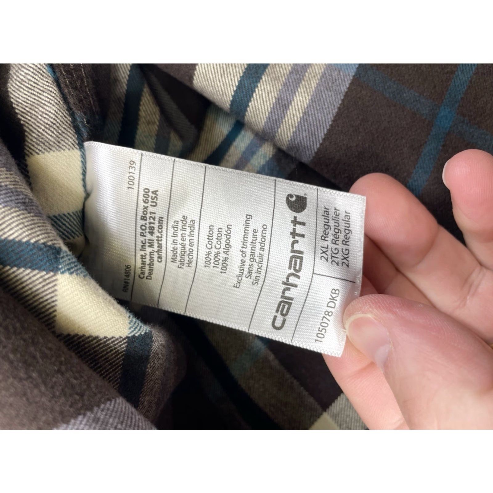 Carhartt Carhartt Shirt Mens 2XL Plaid Flannel Heavyweight Long Sleeve Button-Up Pocketed Casual Multicolor 105078 Size US XXL / EU 58 / 5 - 4 Thumbnail