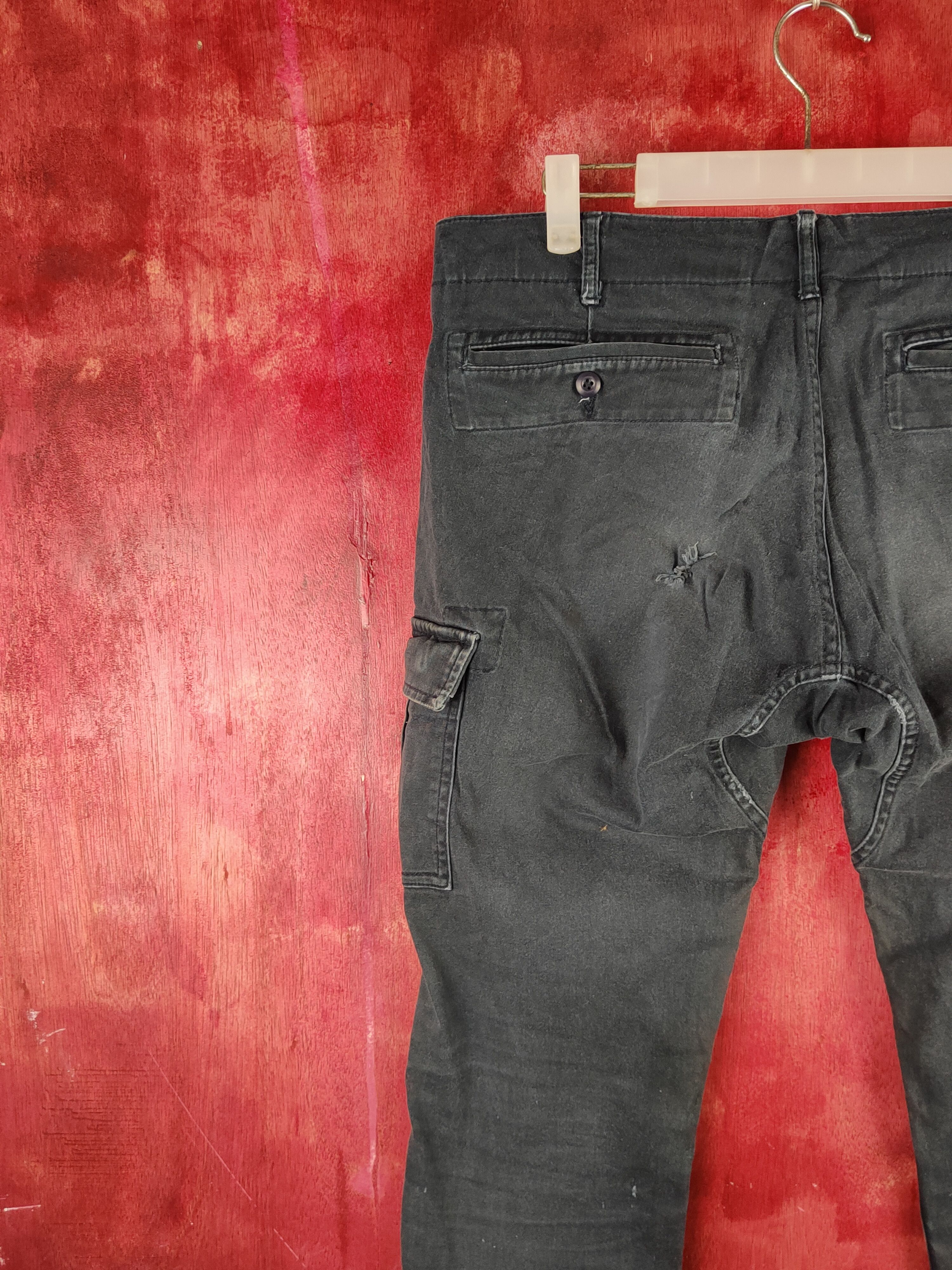 Japanese Brand Gladiator Blue Faded Multipocket Tactical Cargo Pants #S1452 Size US 35 - 9 Thumbnail