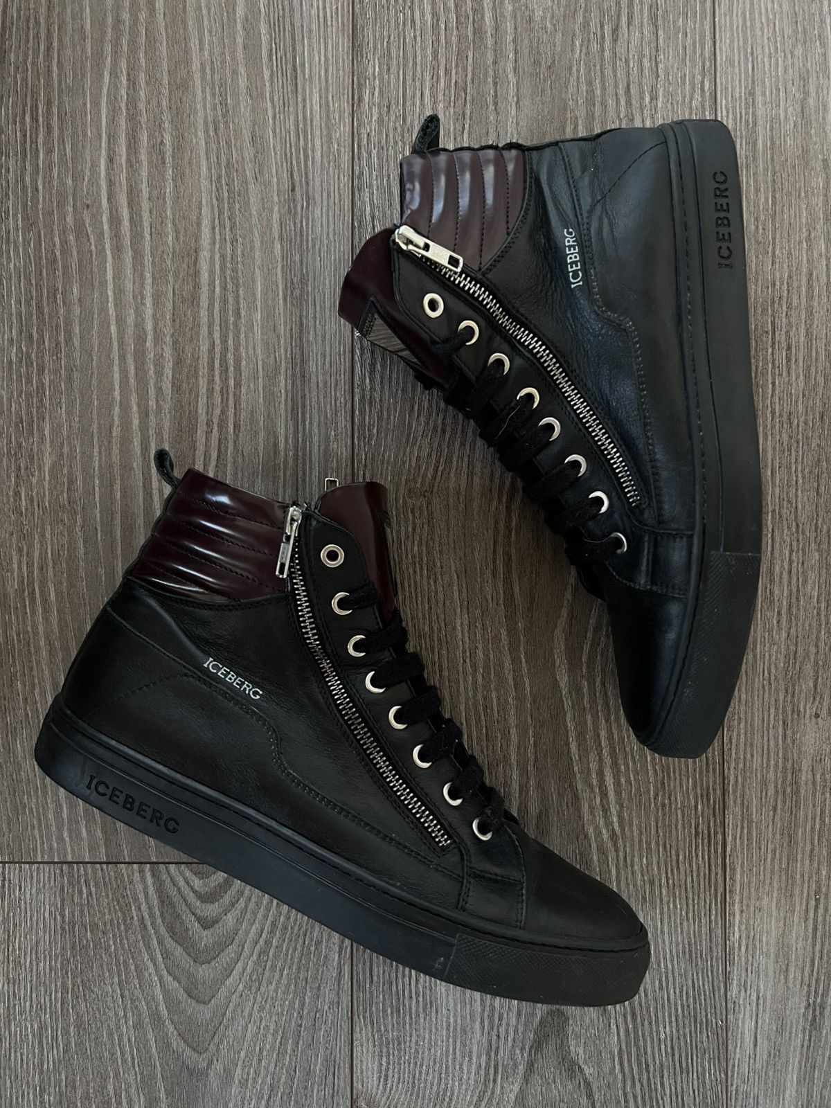 Iceberg RRP:450€‼️Luxury Iceberg Double Zip Leather Metal Logo Boot Size US 9 / EU 42 - 1 Thumbnail
