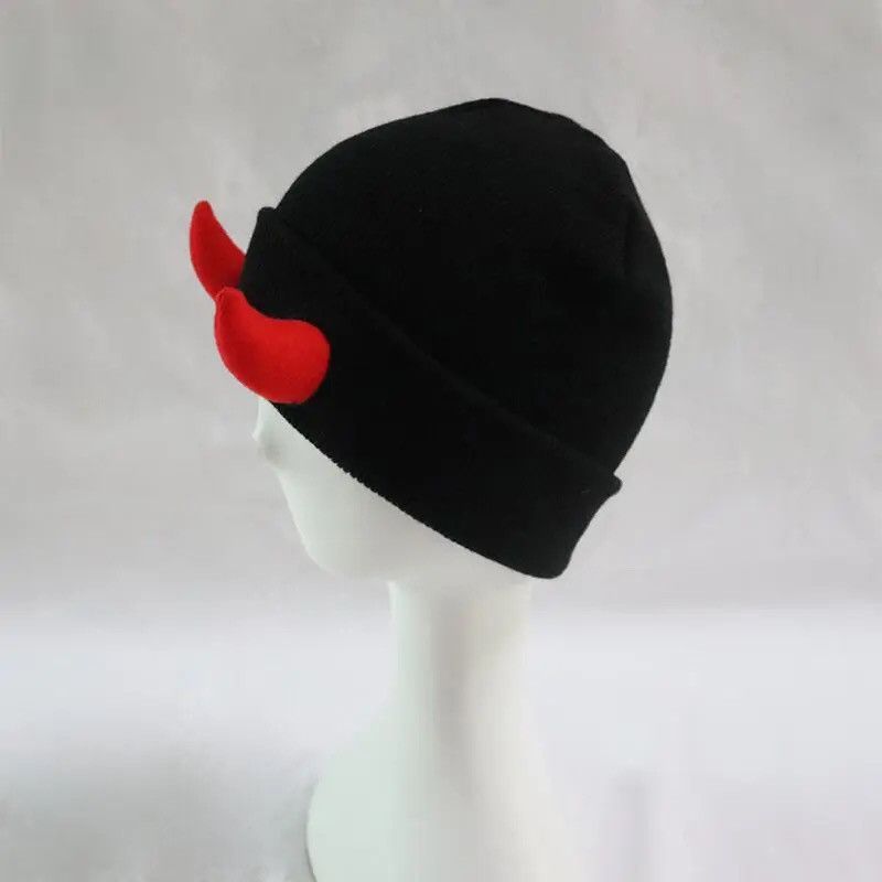Japanese Brand × Vintage Devil Horn Hat Halloween Soft Knitted Beanie Size ONE SIZE - 2 Thumbnail