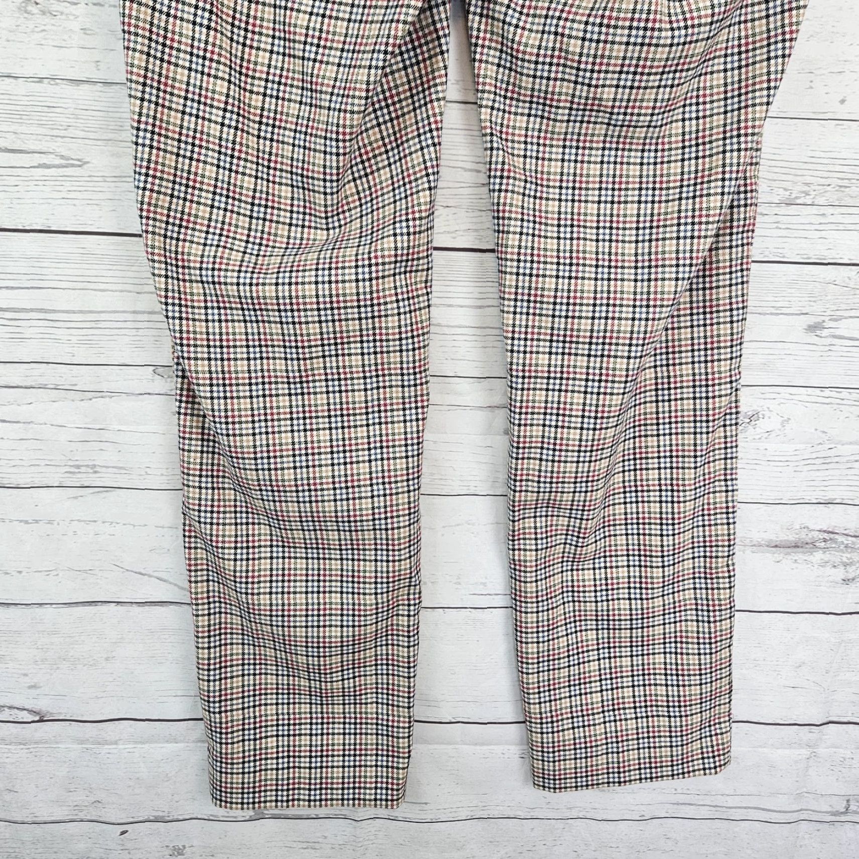 Loft LOFT Ann Taylor Womens Slim Ankle Pants Sz 4 Red Plaid Mid Rise 27.5 Inseam Size 27" / US 4 / IT 40 - 5 Thumbnail