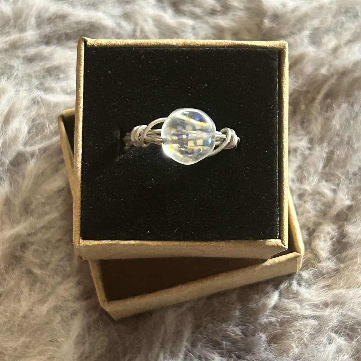 Other Hand crafted silver wire glass stone ring 8 Size ONE SIZE - 1 Thumbnail