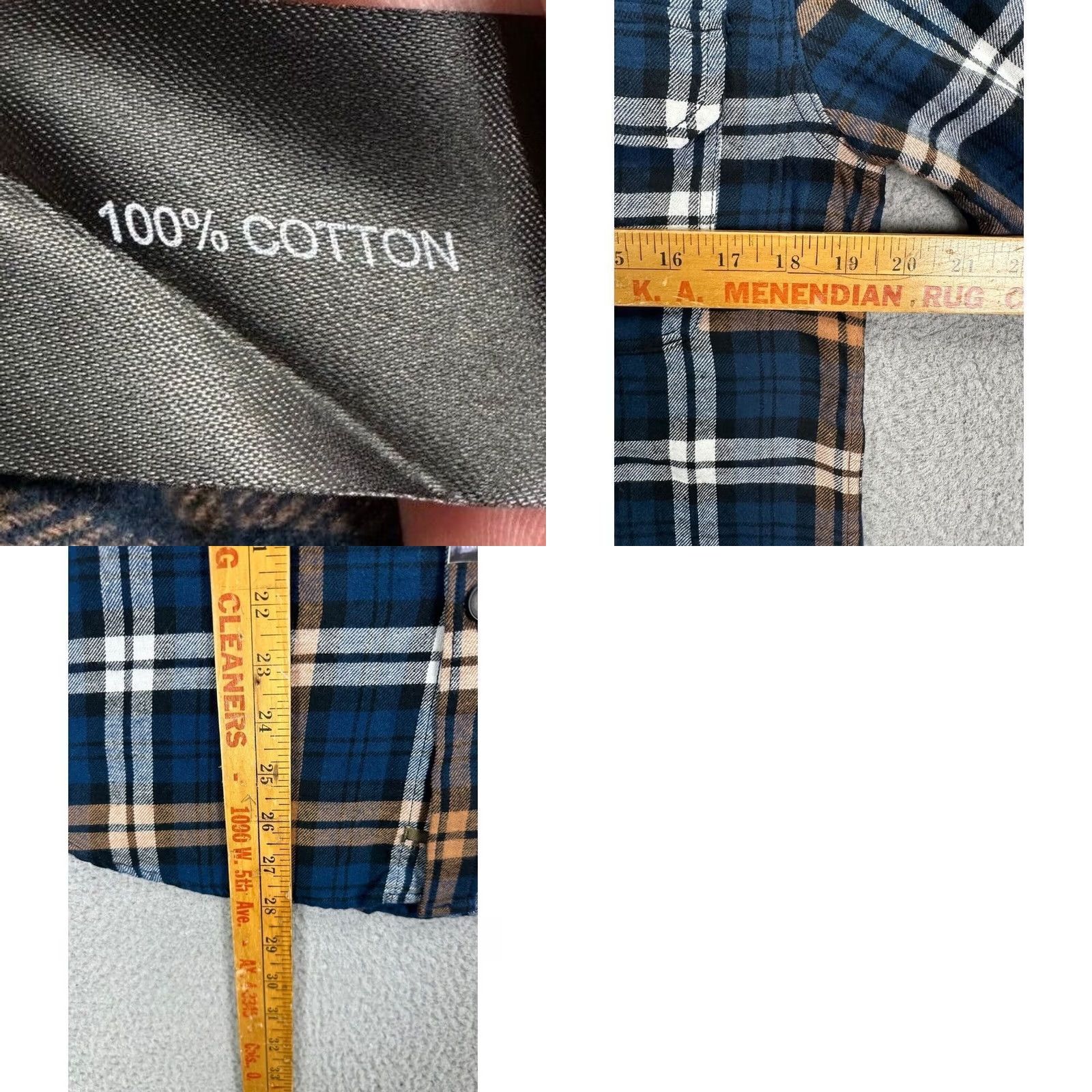 Denime DENIM & FLOWER Plaid Flannel Shirt Mens Small 38 Blue Button-Up Long Sleeve Casual Comfort Breathable Pockets Cotton Size US S / EU 44-46 / 1 - 8 Thumbnail