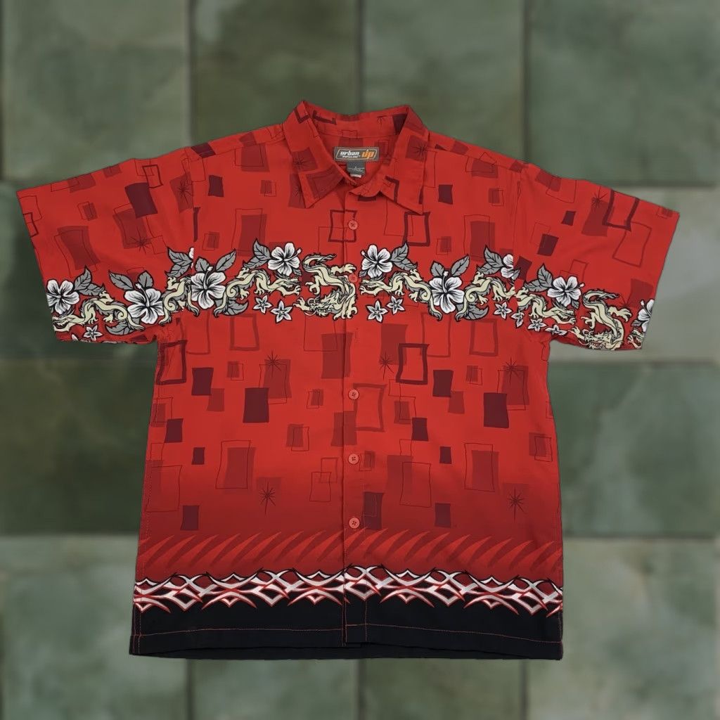 Vintage VINTAGE Urban Pipeline Button Up Shirt Adult Large Red Dragon Tribal Grunge Y2K Men Size US L / EU 52-54 / 3 - 1 Thumbnail
