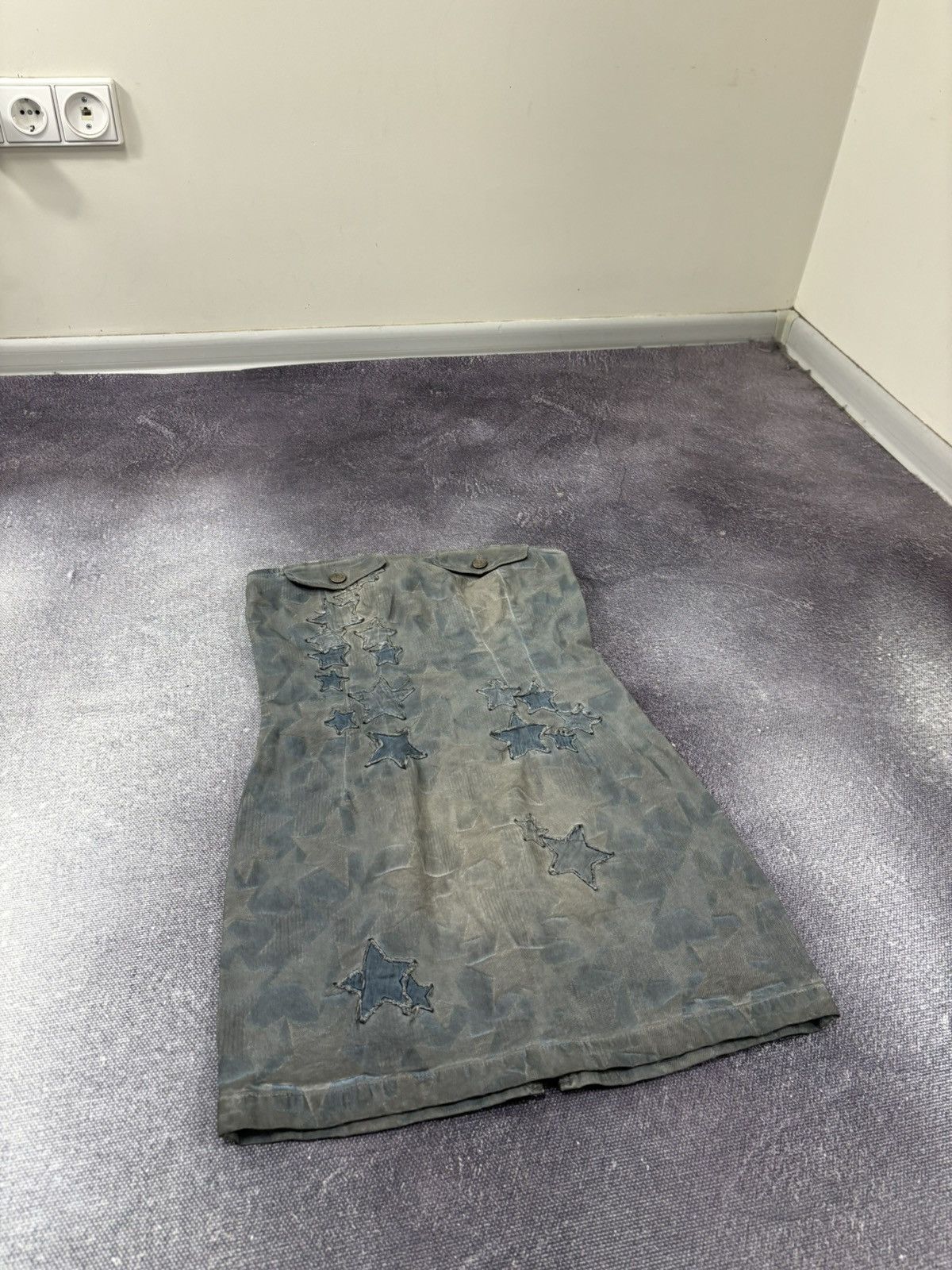 Diesel Diesel De-Dancy NWT Grey/Blue Wash Stars Denim Mini Dress Size S / US 4 / IT 40 - 3 Thumbnail