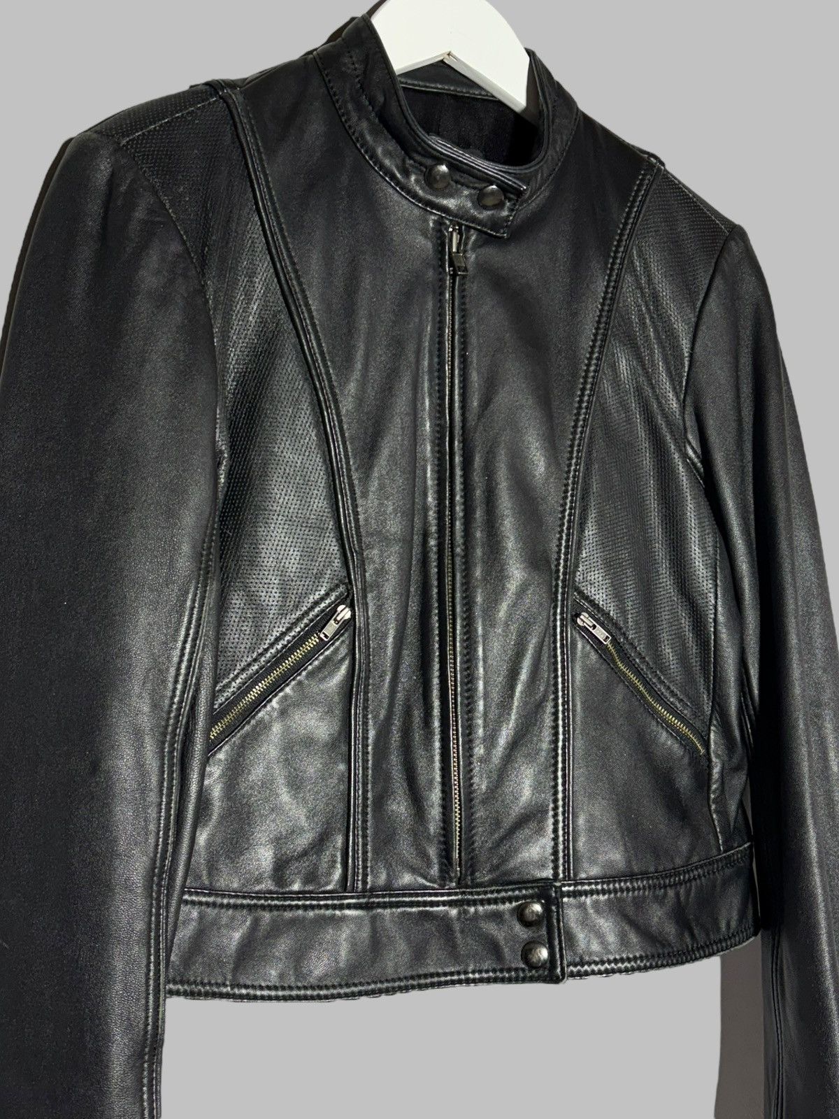 Bcbgmaxazria Bcbgmaxazria Black Leather Moto Jacket Rick Owens Biker Vibe Size M / US 6-8 / IT 42-44 - 3 Thumbnail