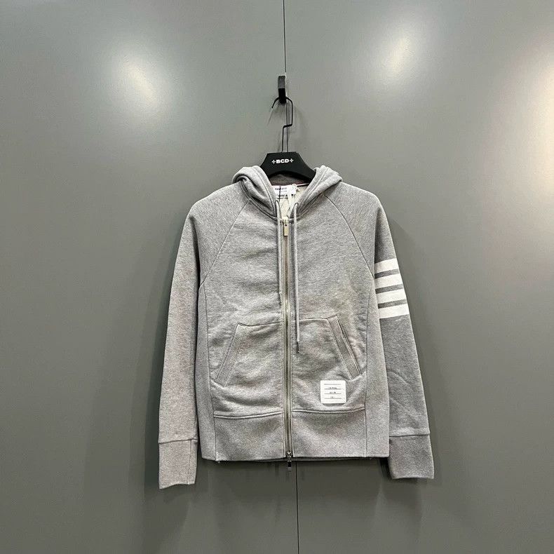 Thom Browne Thom Browne Gray four-striped printed zipper hoodie 2503-N Size US M / EU 48-50 / 2 - 1 Thumbnail