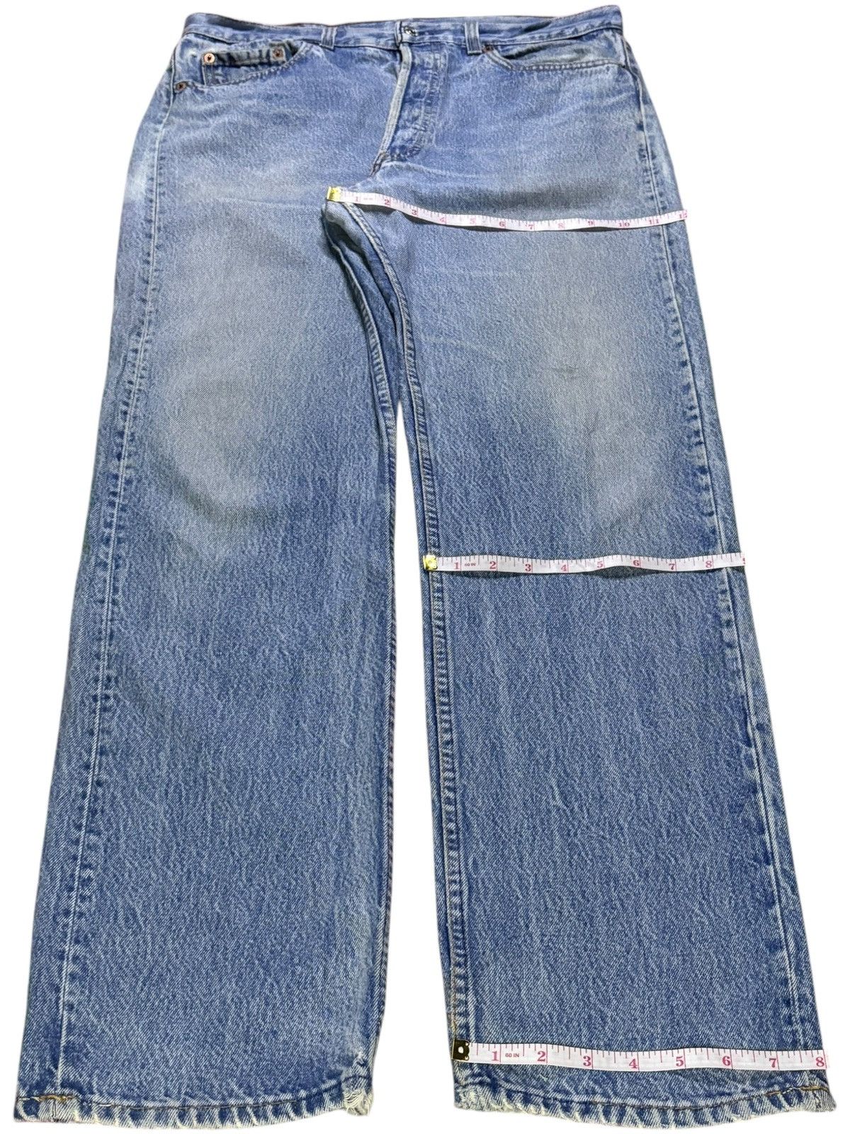 LVC × Levi's × Levi's Vintage Clothing Vintage 90s Levis Button S Mud Wash Distressed Rip Jeans Size US 33 - 14 Thumbnail