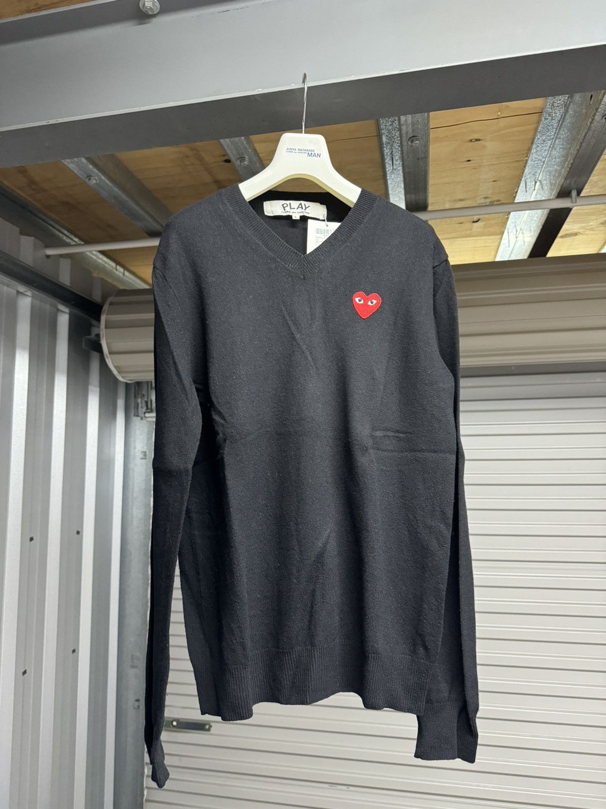 image of Comme Des Garcons Play Comme Des Garçons Play V-Neck Pullover Black Size L Ad2010, Men's