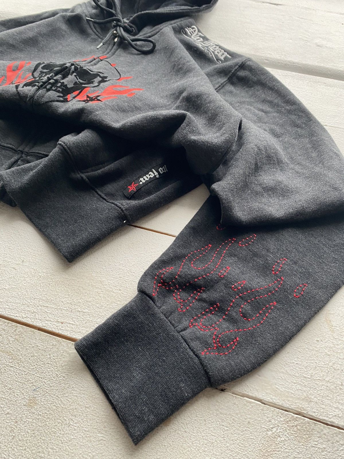 No Fear × Vintage 🔥90s No Fear Skull Gothic Flame Zip Up Hoodie Mens Vintage M Size US M / EU 48-50 / 2 - 3 Thumbnail