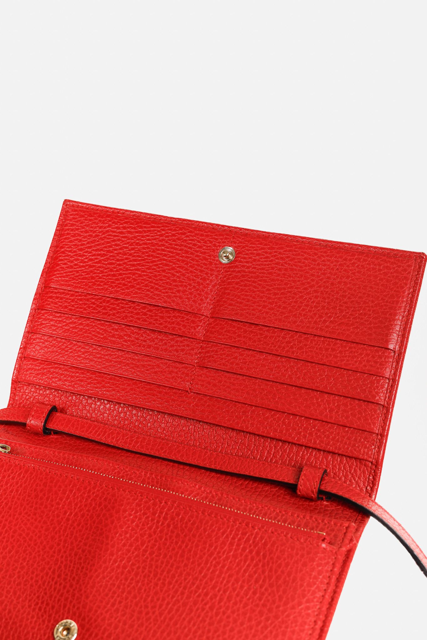 Gucci Gucci Swing Red Pebbled Leather Wallet Crossbody Size ONE SIZE - 13 Thumbnail