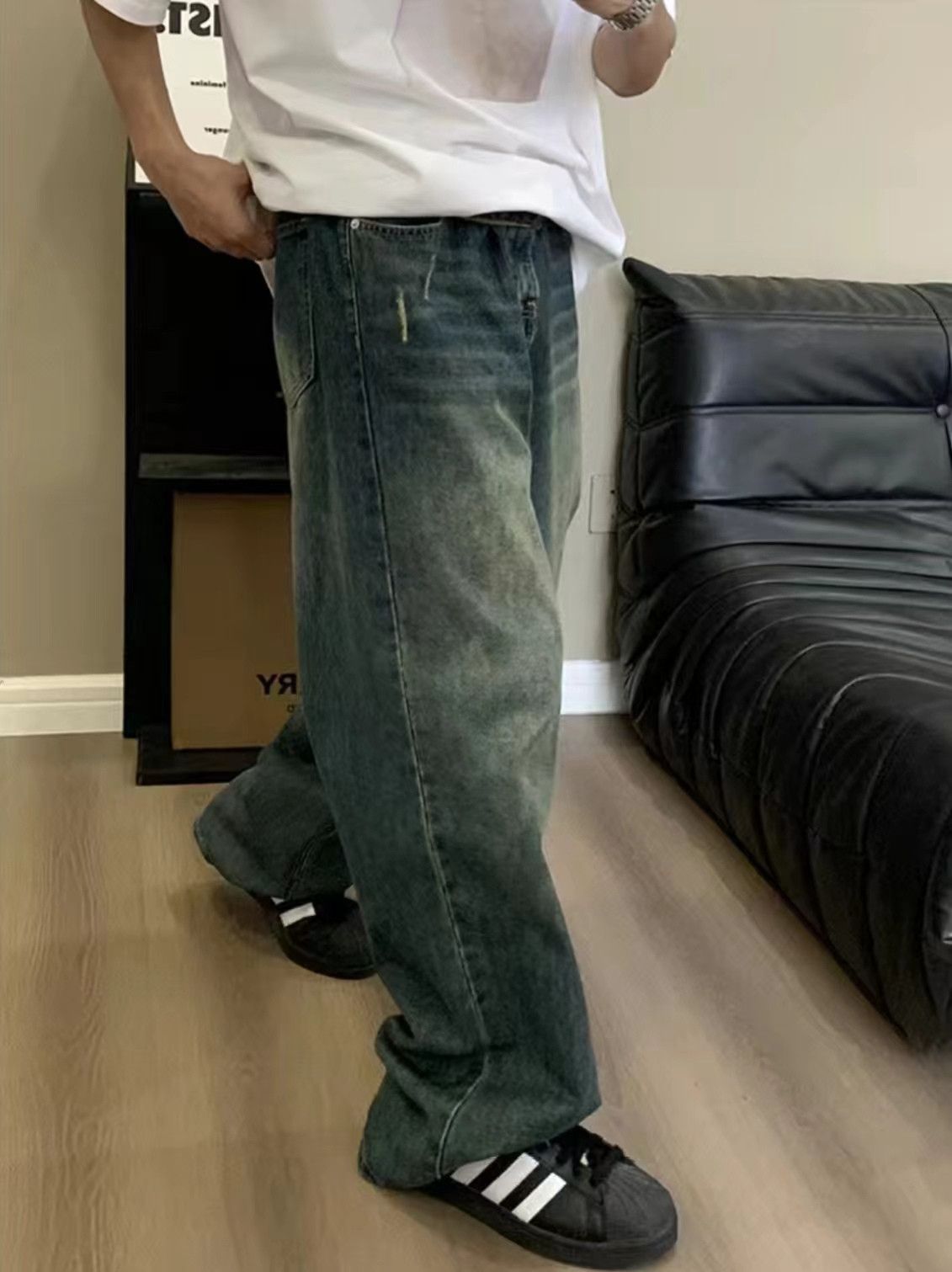 Japanese Brand × Jean Vintage washed distressed loose-fitting jeans Size US 32 / EU 48 - 5 Thumbnail