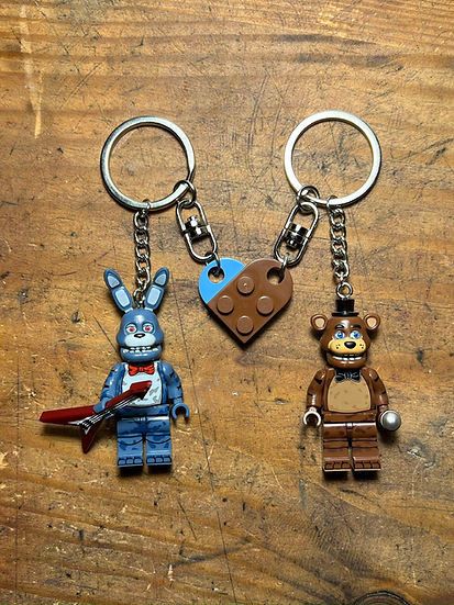 Cartoon Network FNAF Bonnie Freddy minifigure keychain custom handmade Size ONE SIZE - 3 Thumbnail