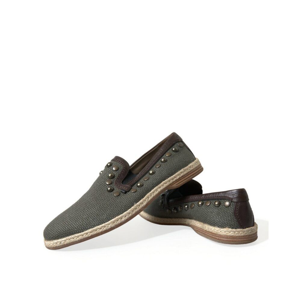 Dolce & Gabbana Dolce & Gabbana Studded Canvas Loafer Slipper Shoes Size US 7 / EU 40 - 7 Thumbnail