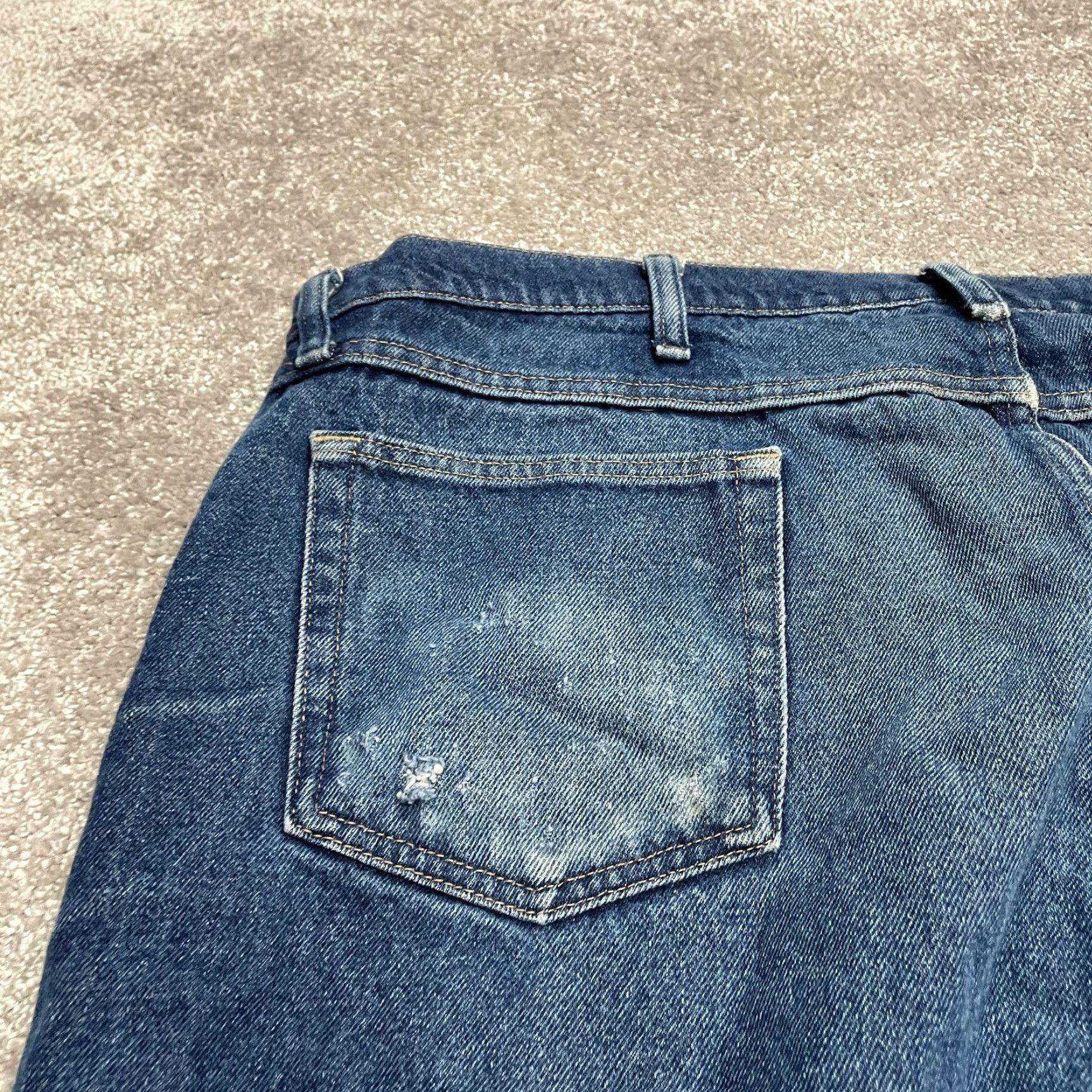 Denime Maverick Jeans Denim Mens 44x32 Blue Medium Wash Straight Leg Casual 100% Cotton Size US 44 / EU 60 - 7 Thumbnail