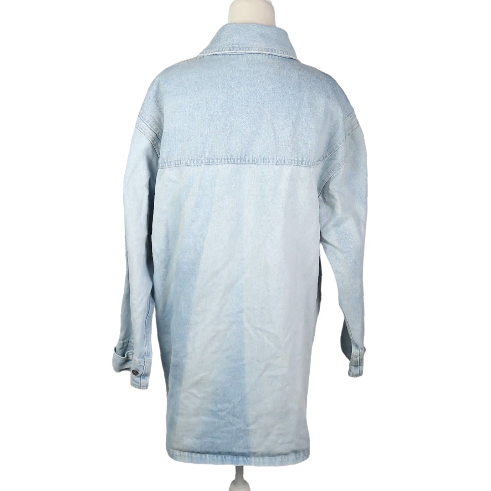 Denime VINTAGE Forenza Denim Jacket Boot? 90s Bohemian Light Wash Toggle Button Mid-Length Women M Blue Denim Jacket Size 32" / US 10 / IT 46 - 5 Thumbnail