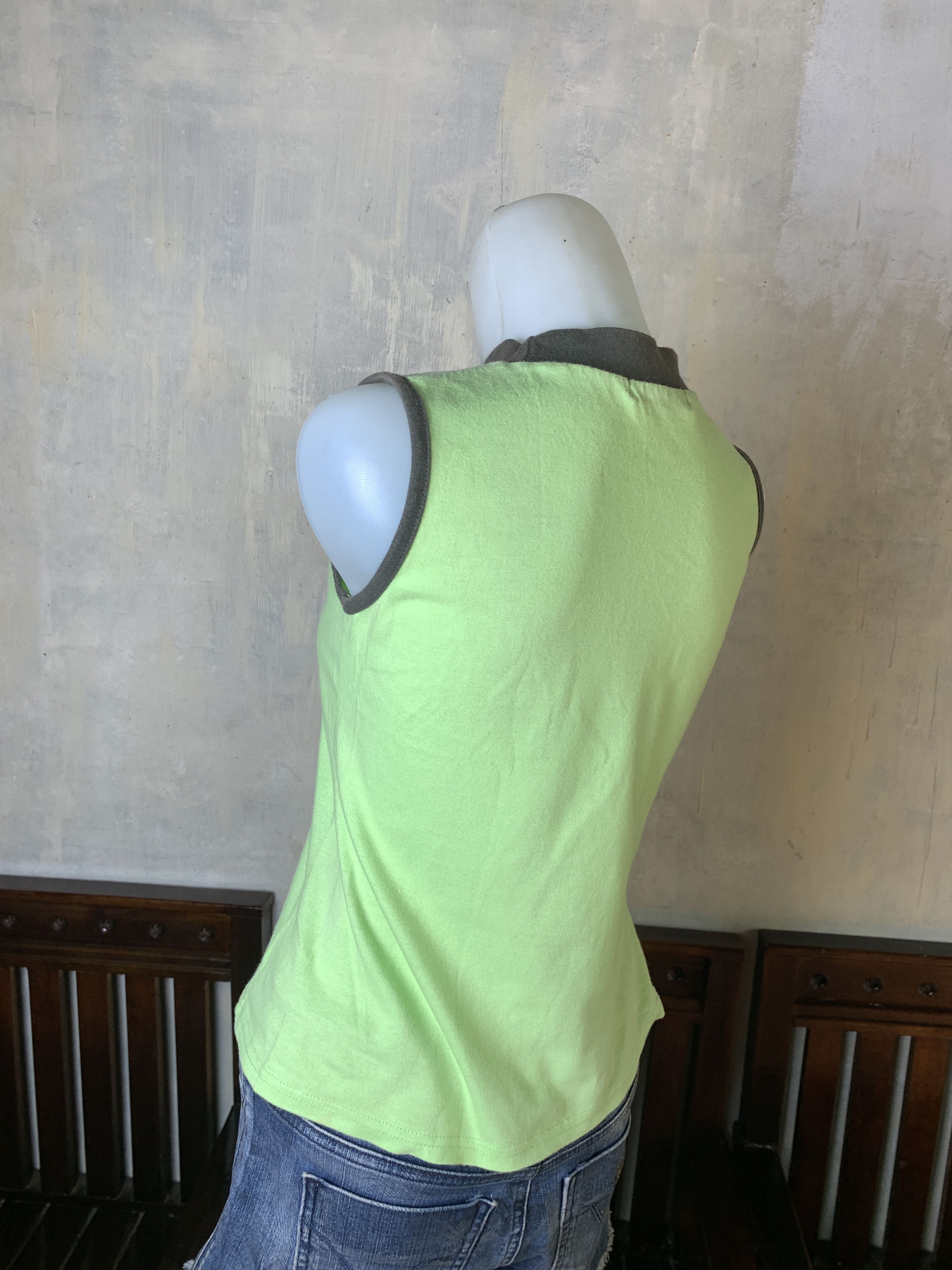 Japanese Brand Babby Soft Green Puffy Love Ringer Sleeveless Top (S) Size S / US 4 / IT 40 - 3 Thumbnail