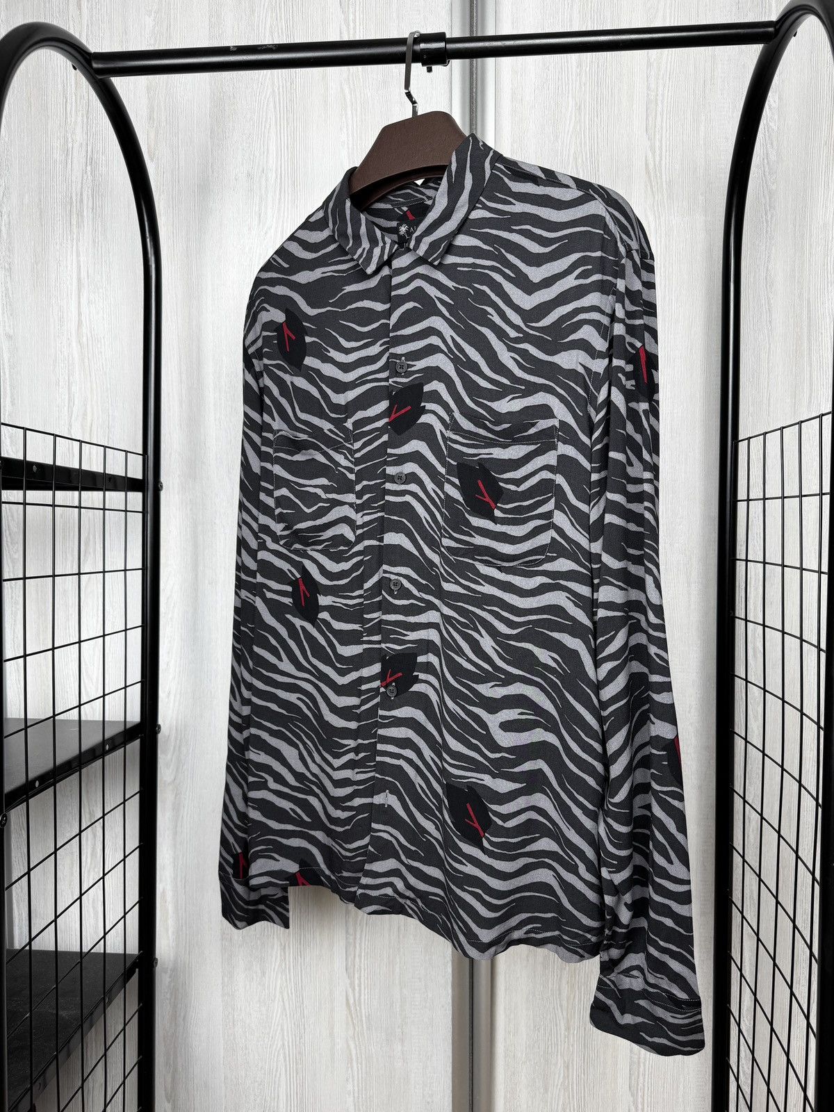Allsaints AllSaints Lazaro LS Hawaiian shirt grey/jet black size XL Size US XL / EU 56 / 4 - 5 Thumbnail