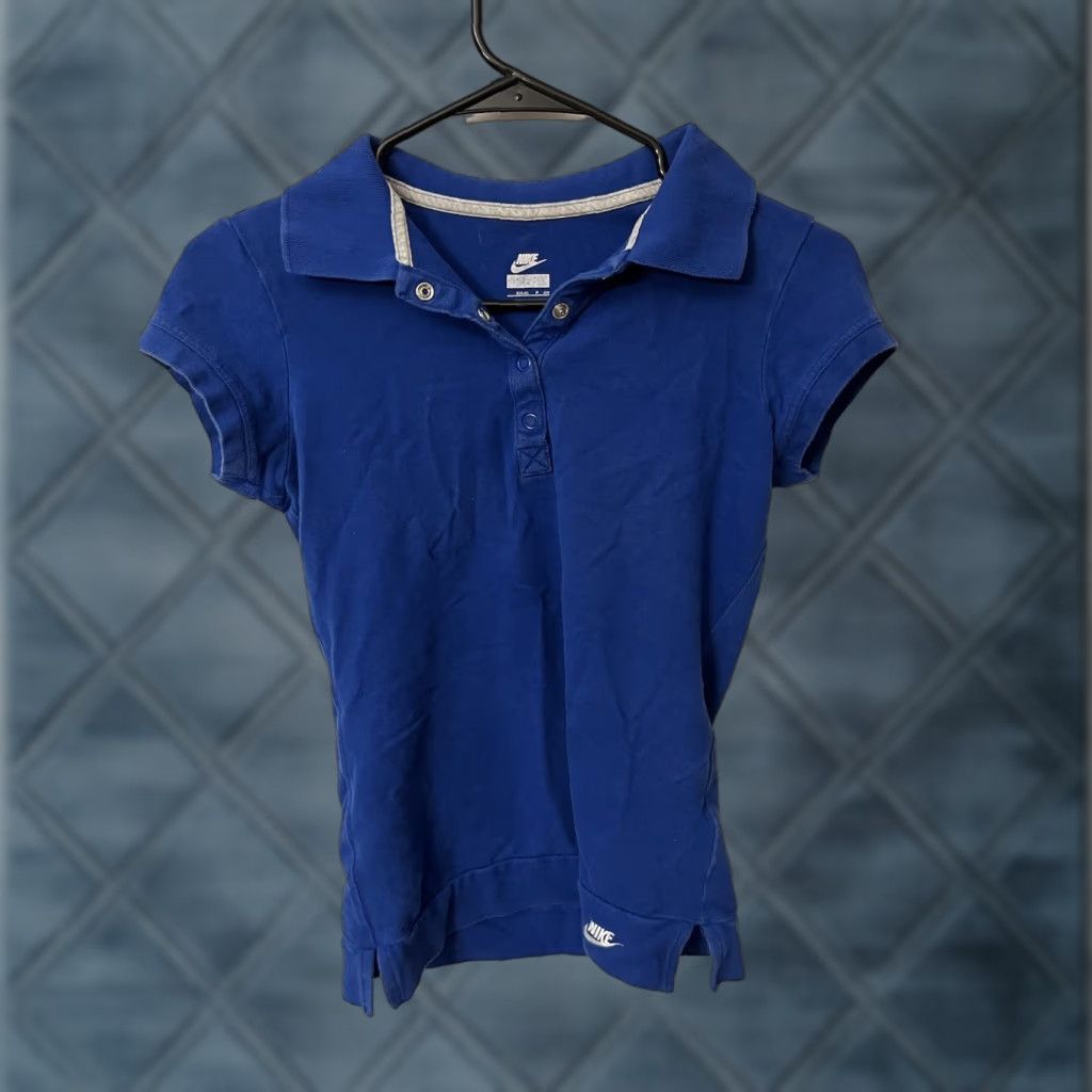 Nike Nike Fit Dry Shirt Womens Size S Short Sleeve Polo Golf Blue Snap Size S / US 4 / IT 40 - 1 Thumbnail