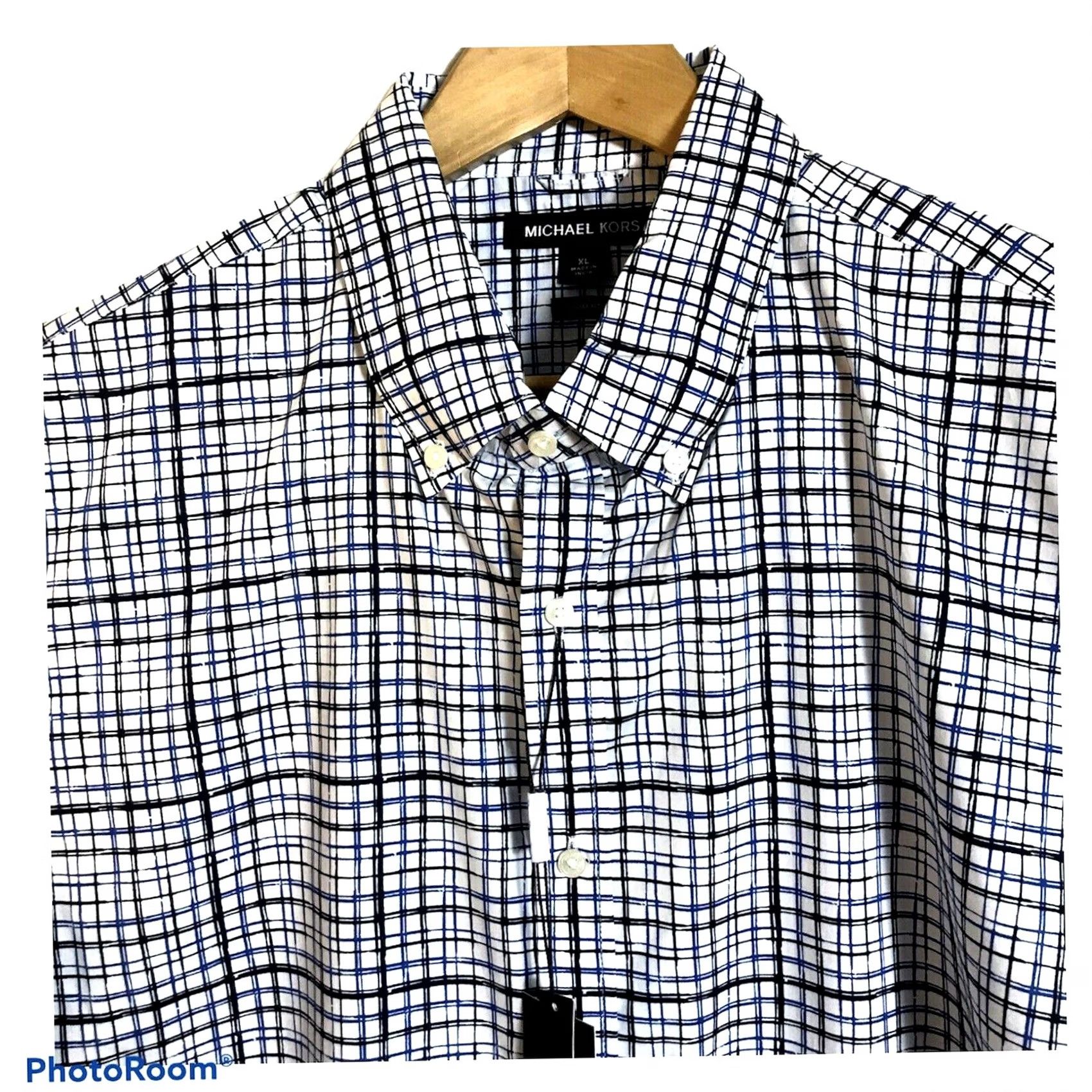 Michael Kors Michael Kors Mens XXL Slim Fit Long Sleeve Shirt Pop Blue Modern Check Plaid Button-Down Casual Button-Up Size US XXL / EU 58 / 5 - 3 Thumbnail