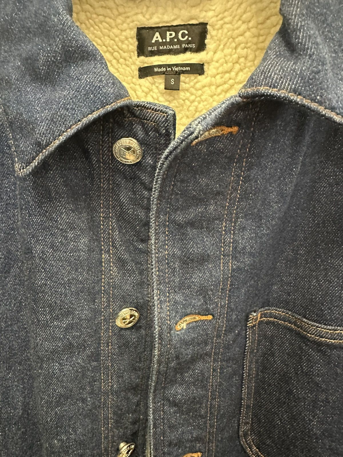 A.P.C. A.P.C. - Axel Shearling-Lined Denim Jacket - Blue Size US M / EU 48-50 / 2 - 4 Thumbnail